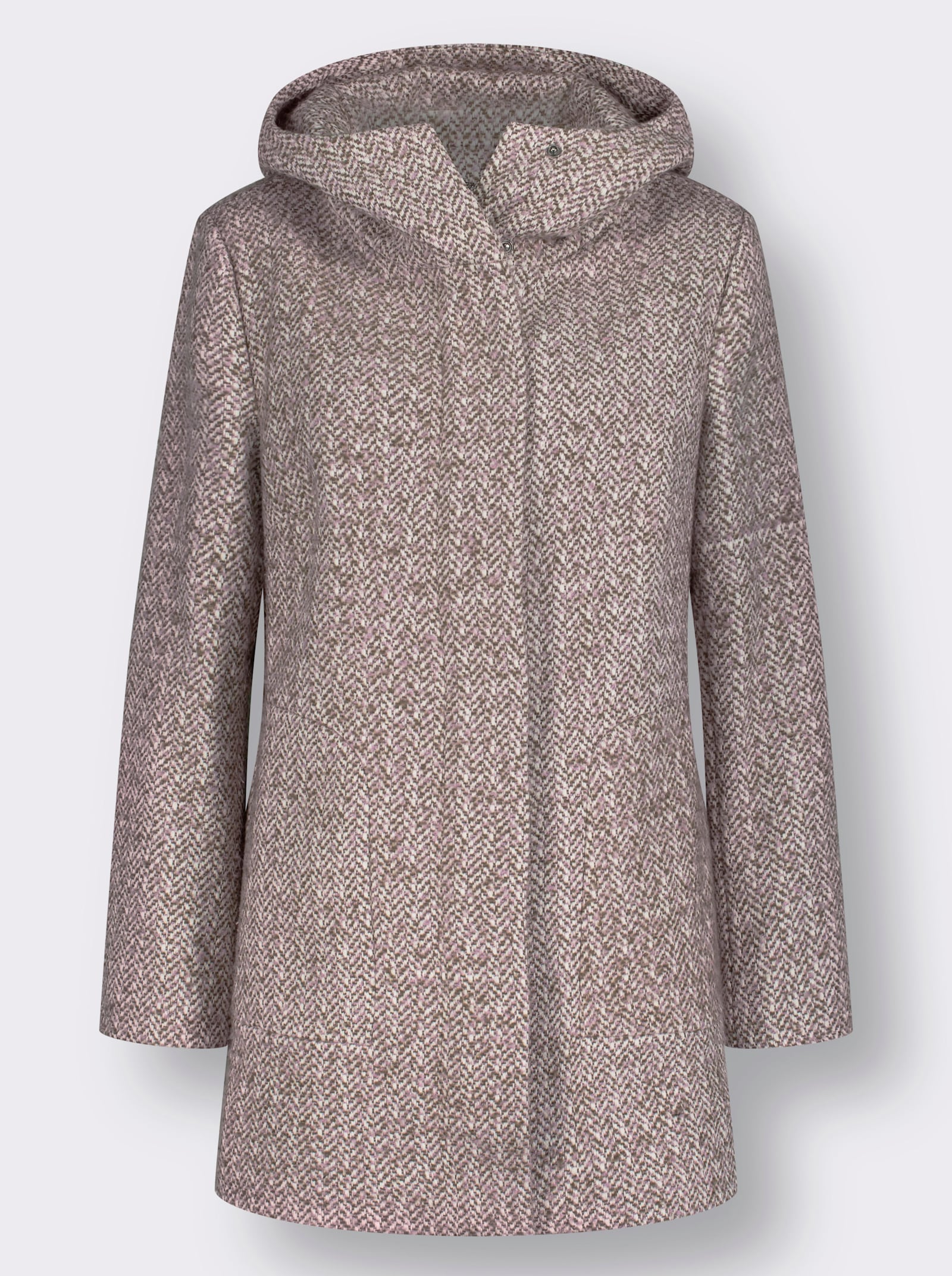 Boucléjacke mit verdecktem Reissverschluss - mauve-dunkeltaupe-gemustert