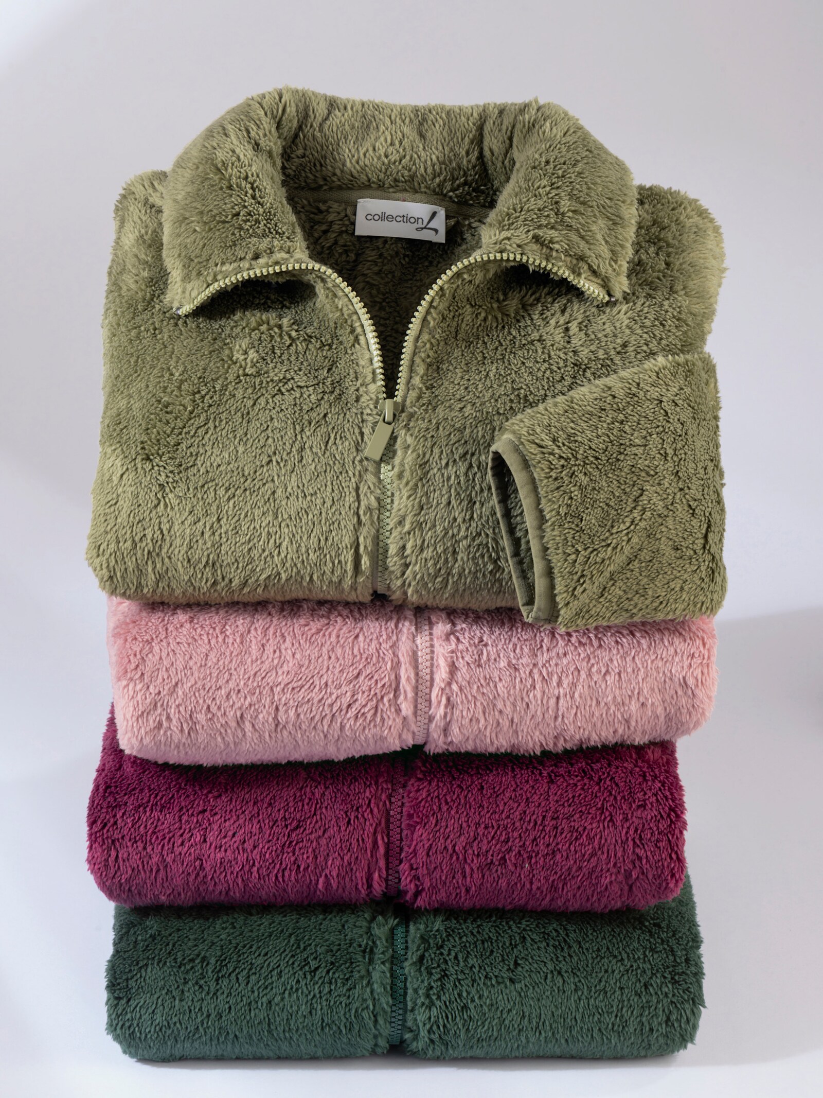 Fleecejacke in Teddy-Optik - schilf