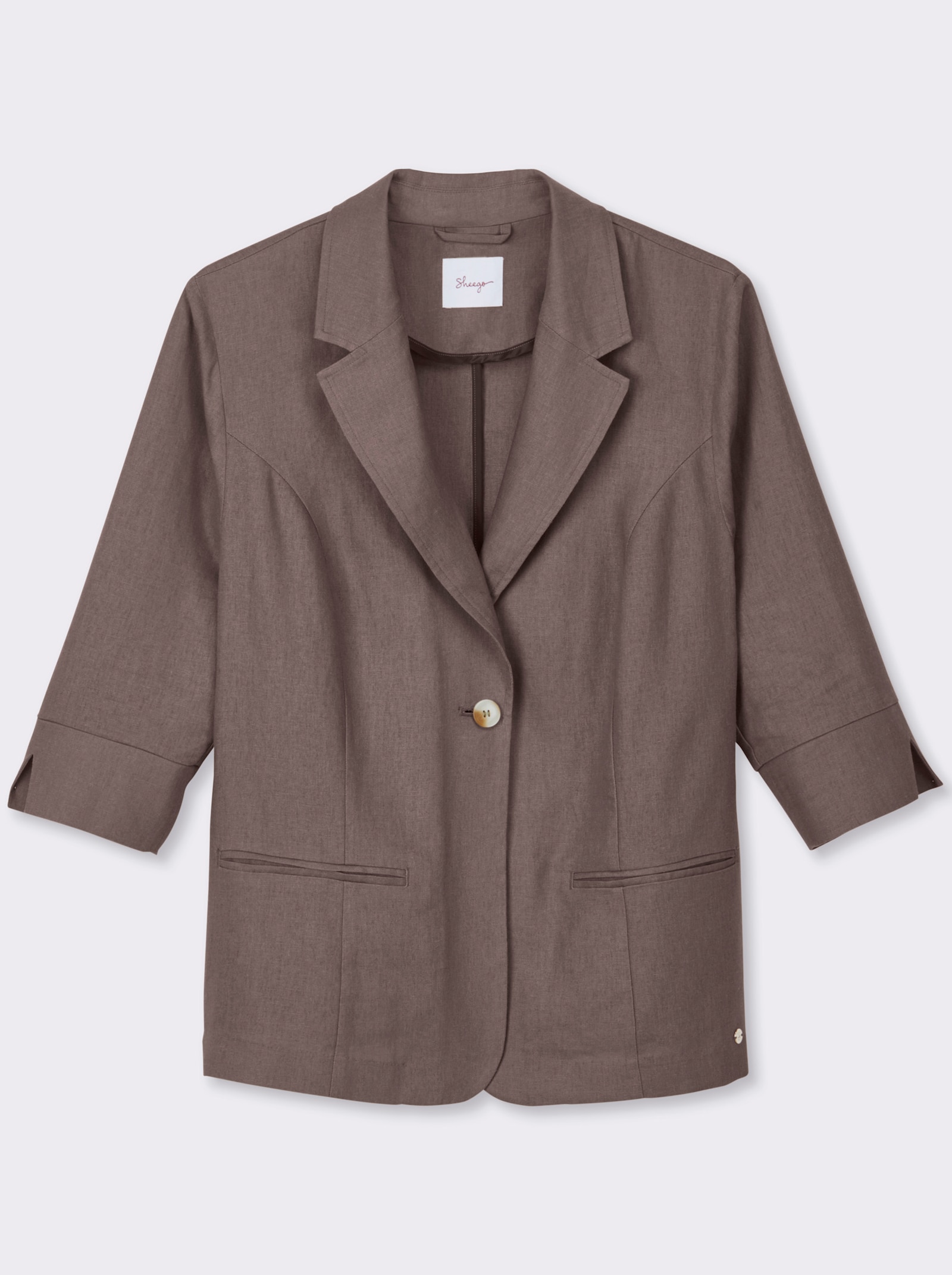 sheego Linnen blazer met 3/4-mouwen - donkertaupe