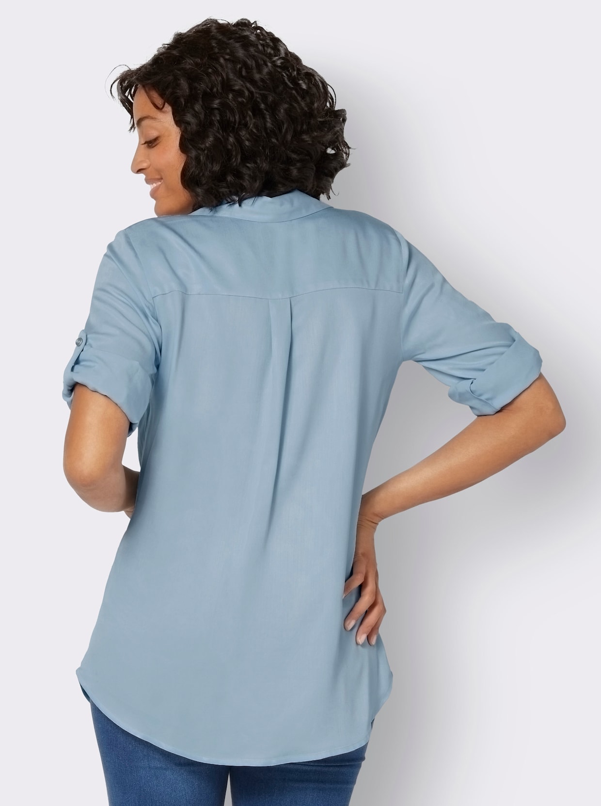 Longline blouse - lichtblauw