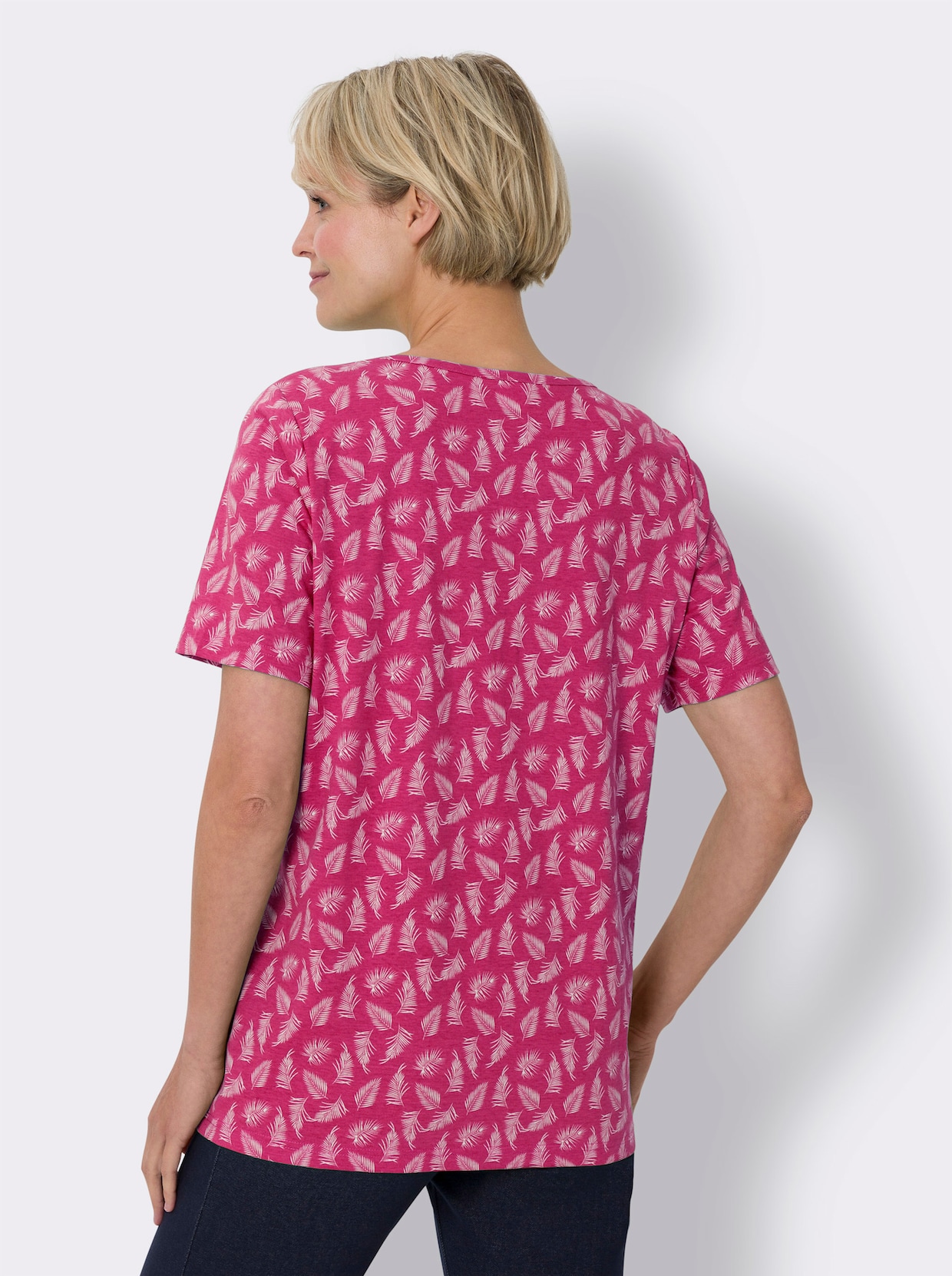 Tričko s krátkymi rukávmi - Ružová-biela potlač