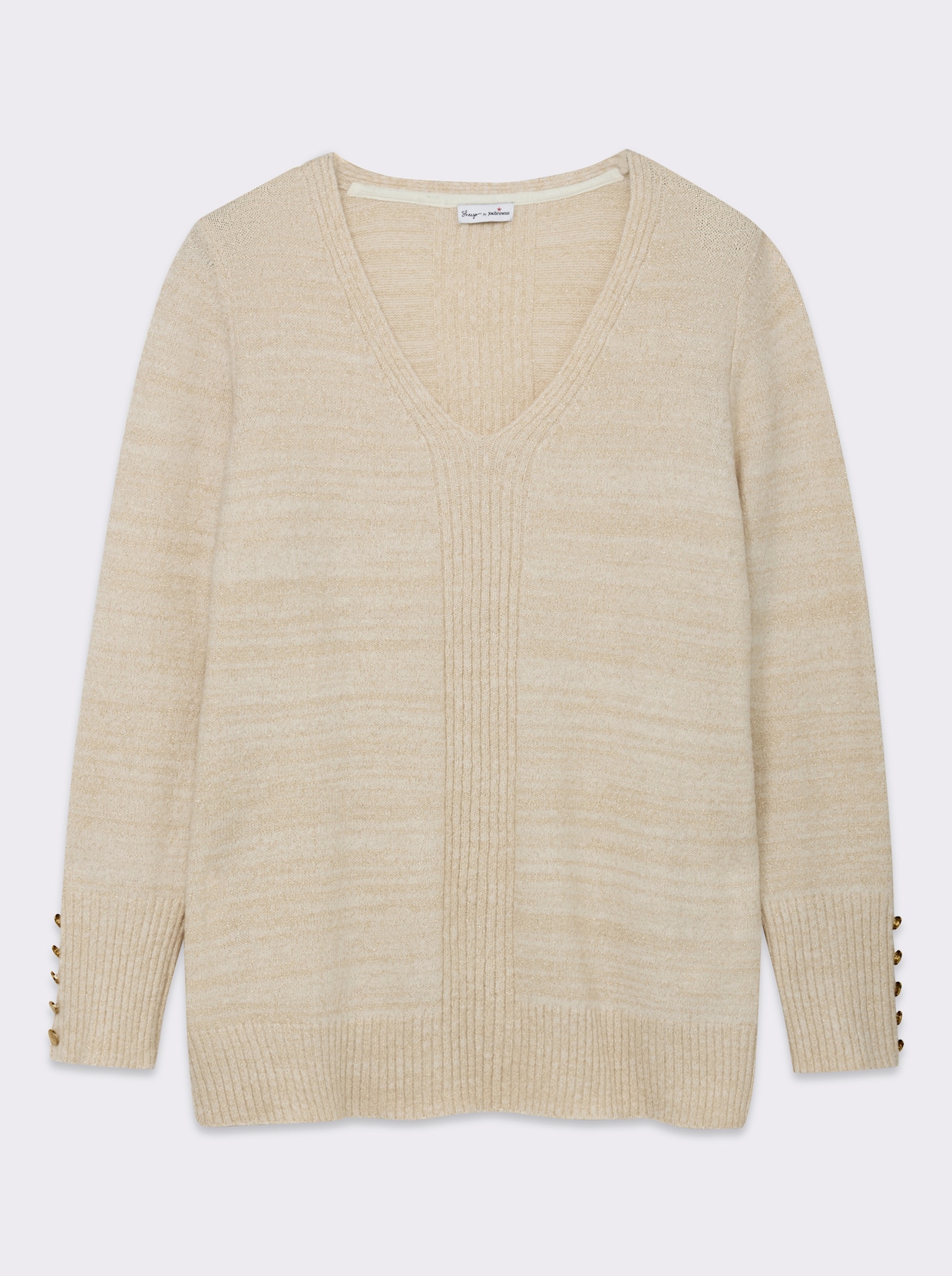 sheego by Joe Browns V-Ausschnitt-Pullover - champagner