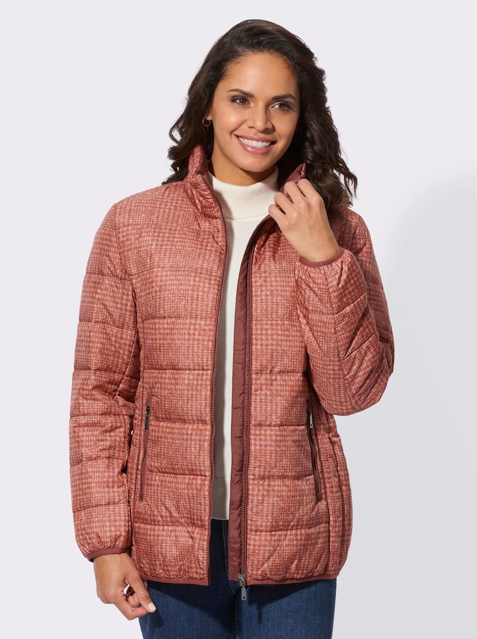 Steppjacke mit leichter Wattierung, bedruckt - papaya-rostrot-bedruckt