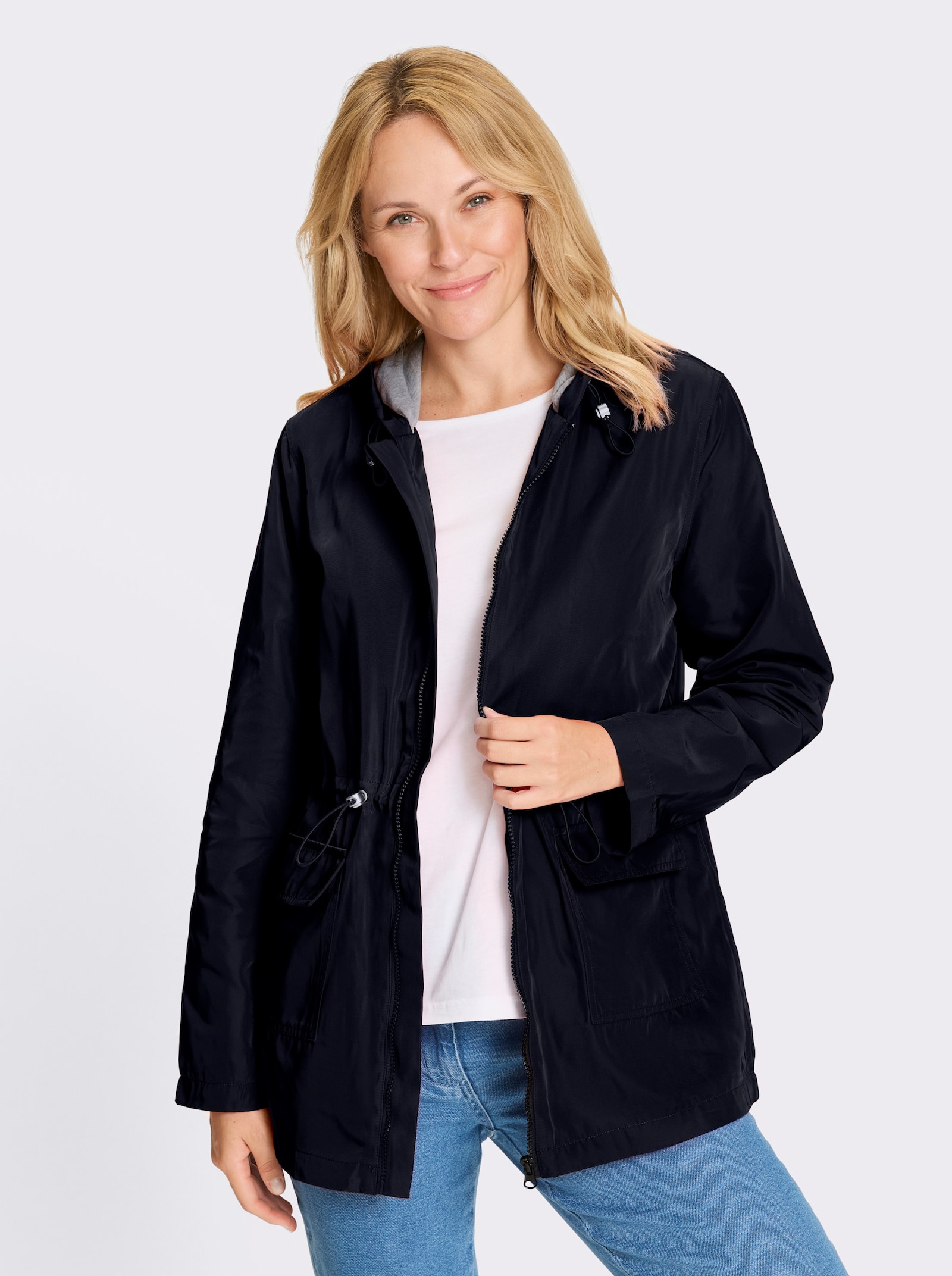 Jacke mit Tunnelzug in der Taille - marine