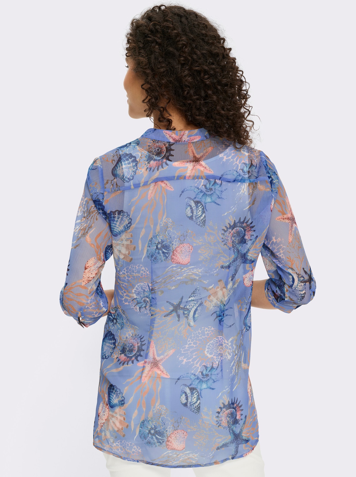 heine Chiffonbluse - eisblau-sand-bedruckt