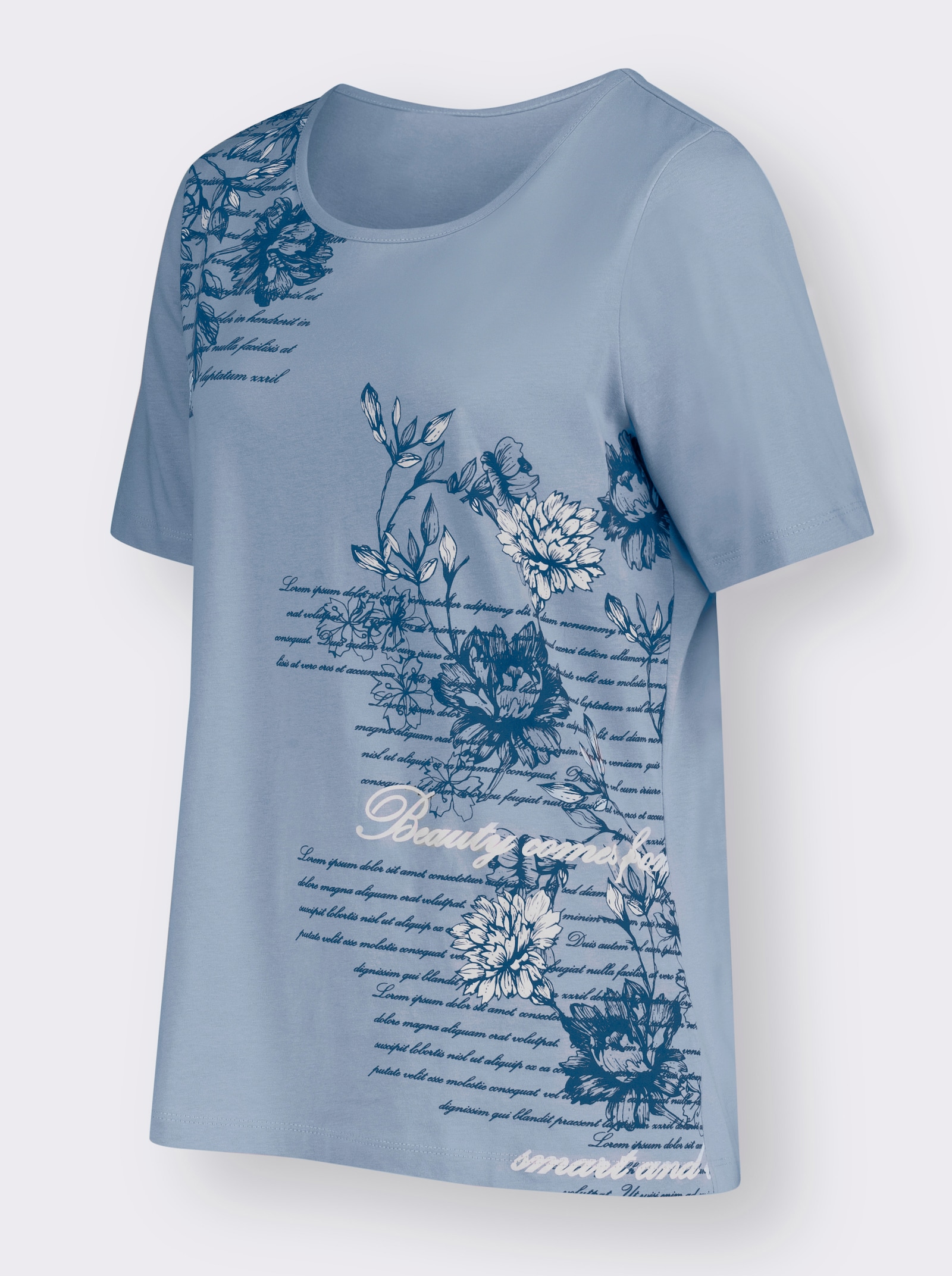 Kurzarmshirt mit Buchstaben-Druck - bleu-bedruckt