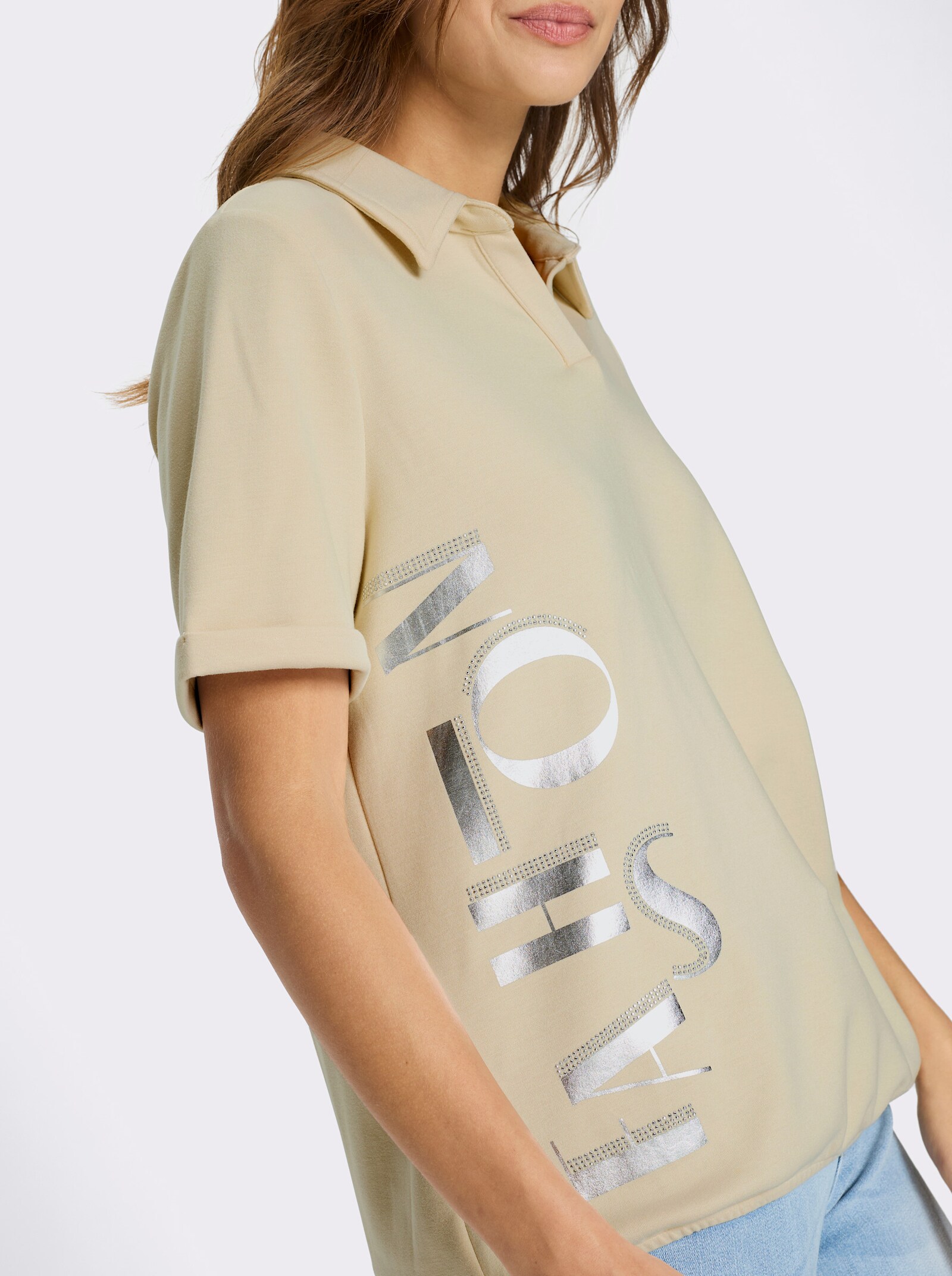 Sweatshirt mit Gummizug am Saum - sand