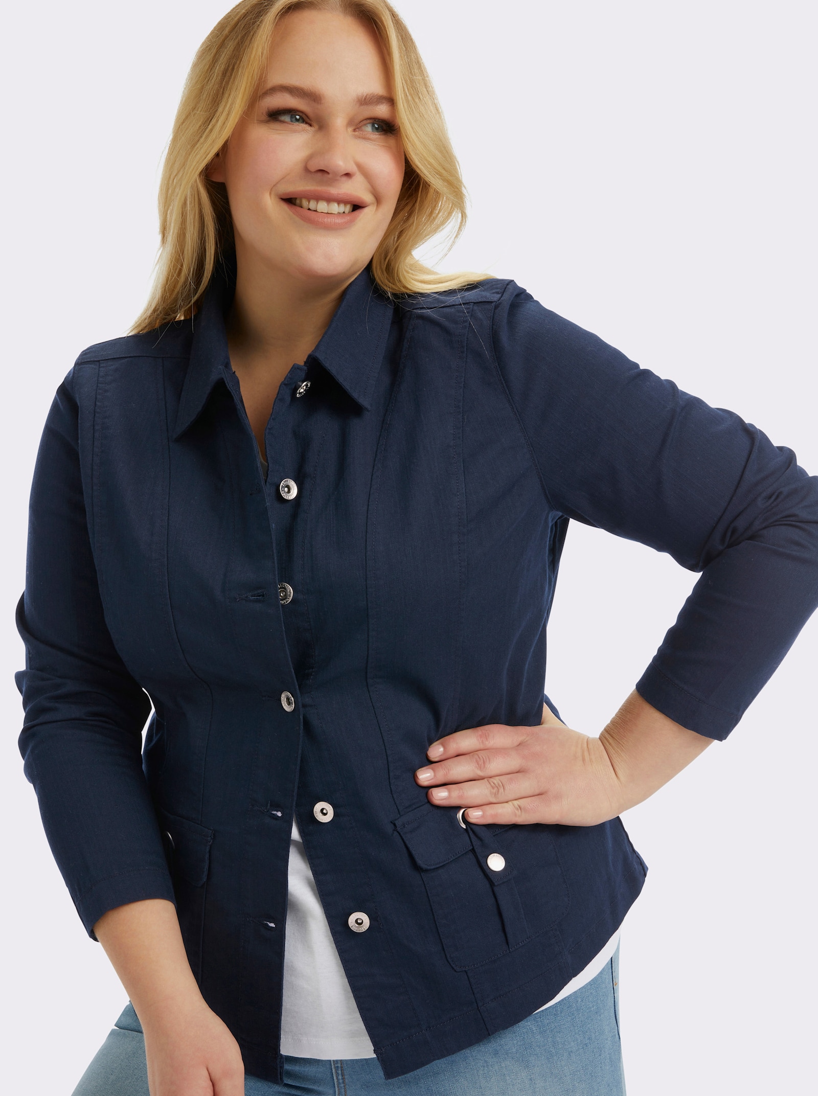 Jackenblazer in Denim-Optik - marine