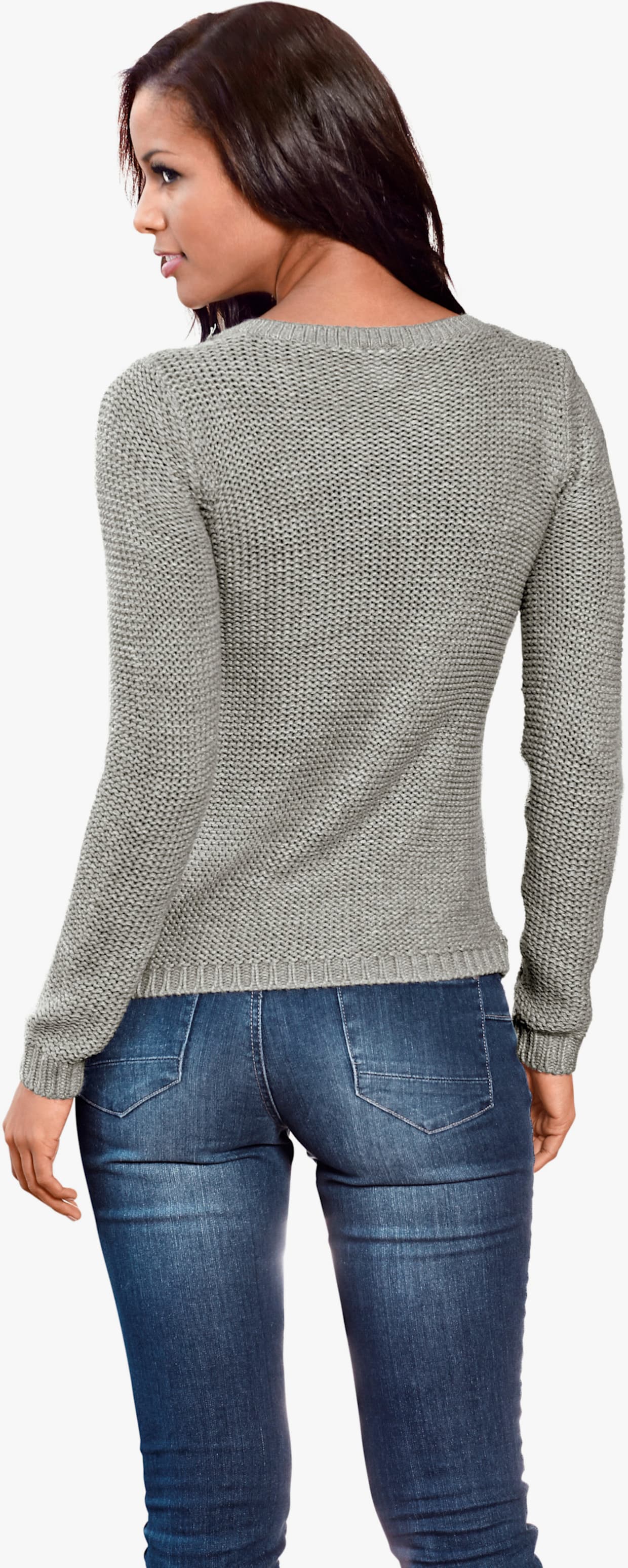 heine Rundhals-Pullover - grau-melange