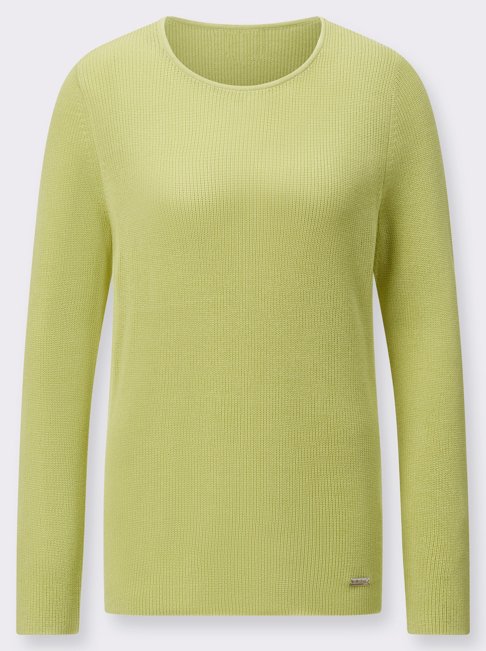 Pullover met ronde hals en ribstructuur - pistache