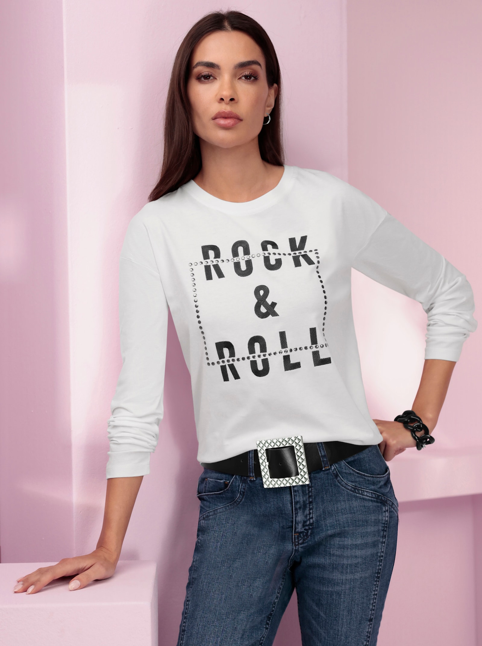 heine T-shirt à manches longues avec rivets - écru