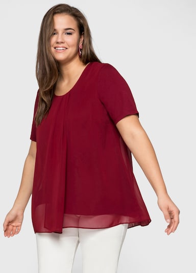 sheego Blusenshirt im Lagenlook - rubinrot