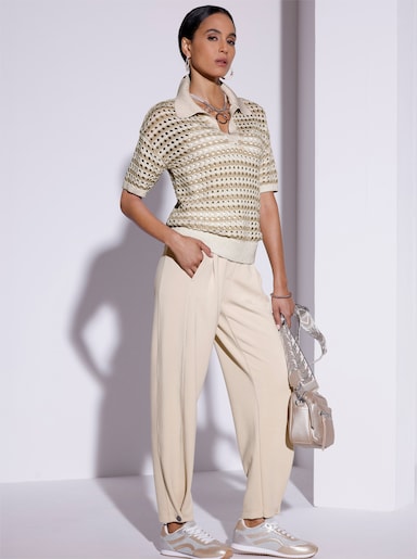 Polopullover - ecru-sand-gemustert