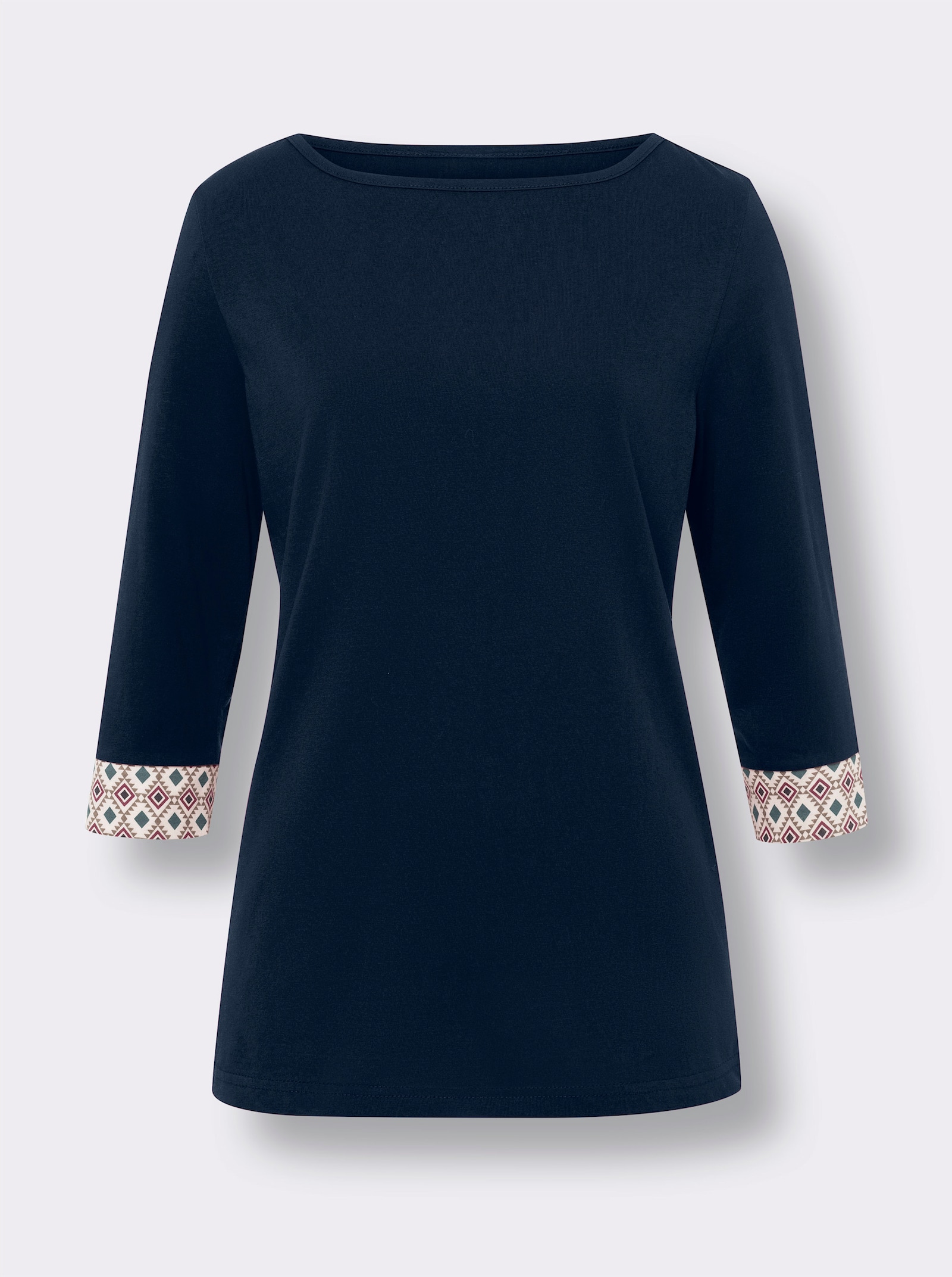 Shirt met 3/4-mouwen en boothals - donkerblauw