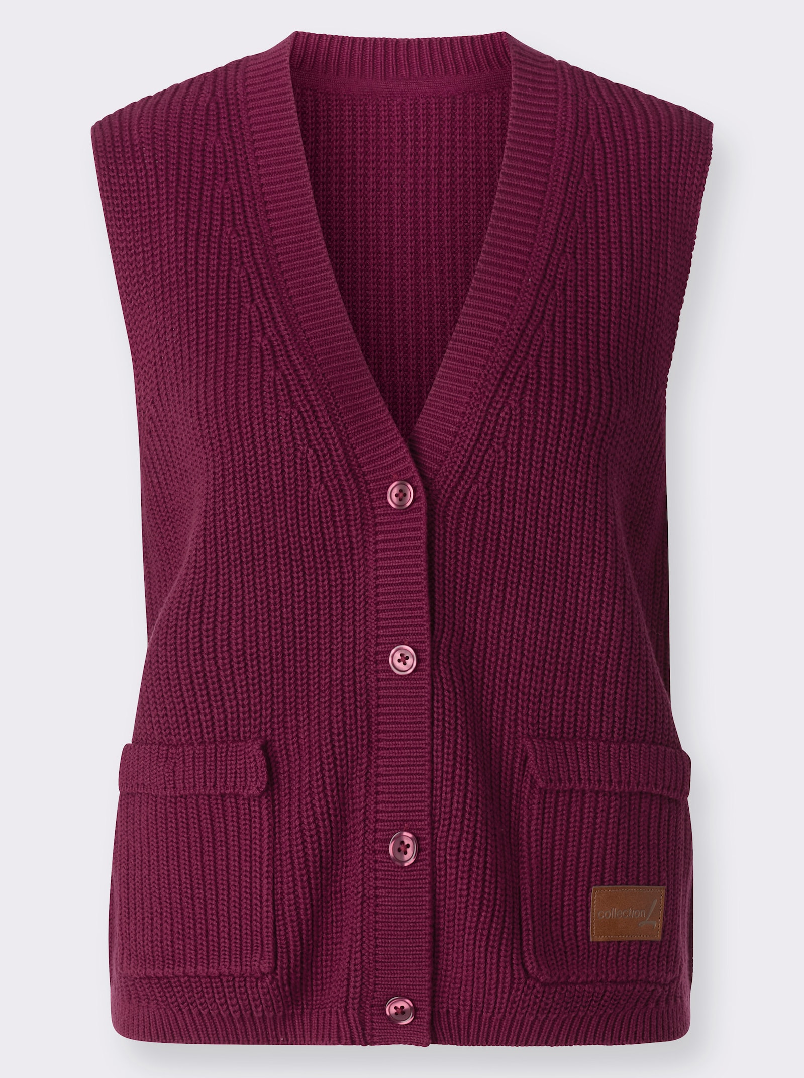 Mouwloos vest met ribboorden - bordeaux