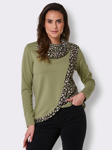 CREATION L PREMIUM Rollkragenshirt in TENCEL-Qualität von Lenzing - schilf-schwarz-gemustert