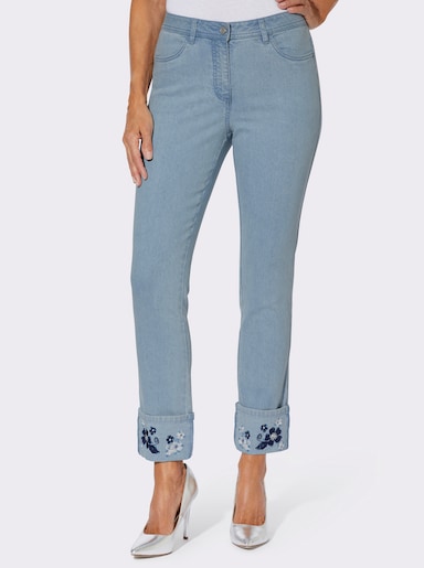 Jeans mit Stickerei und Pailletten - blue-bleached