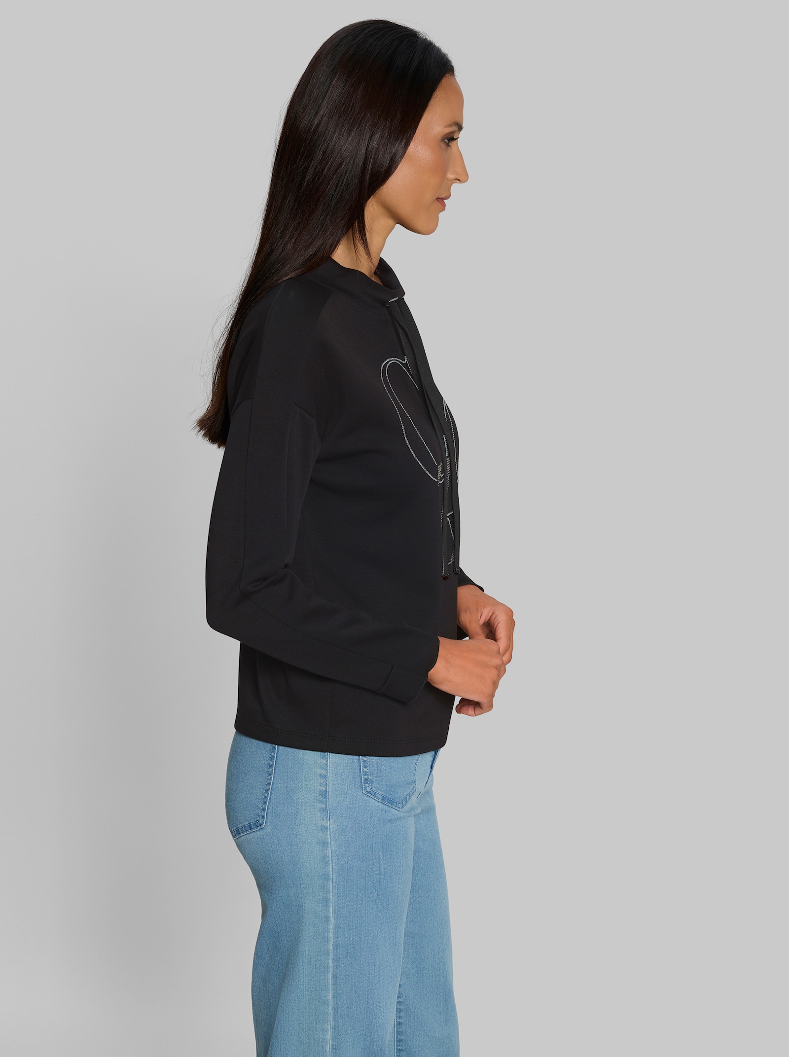 heine Sweatshirt mit Glitzersteinchen - schwarz