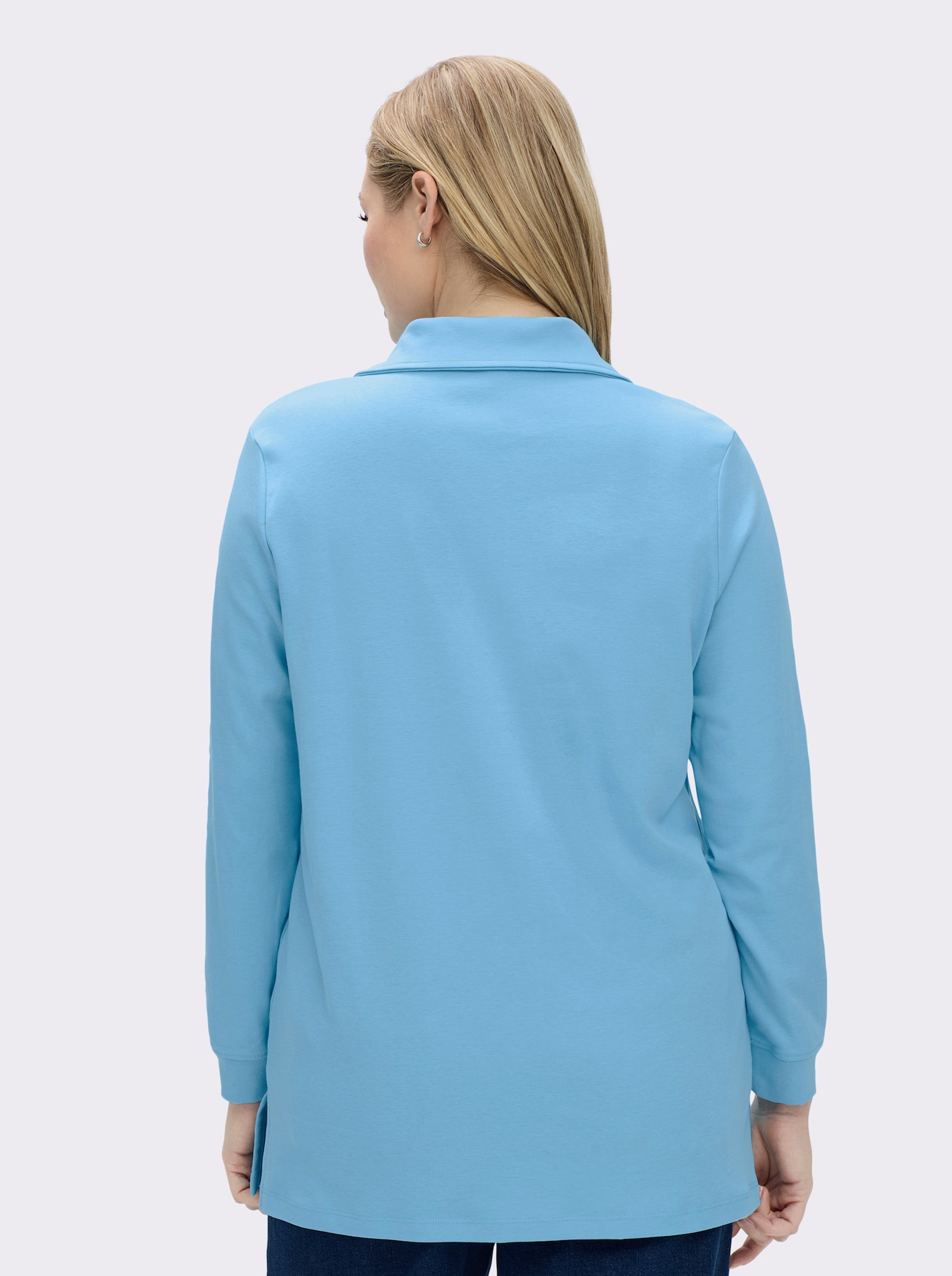 Longsweatshirt mit Umlegekragen - aqua