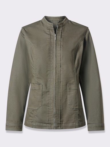 Jeansjacke mit Reißverschluss - khaki