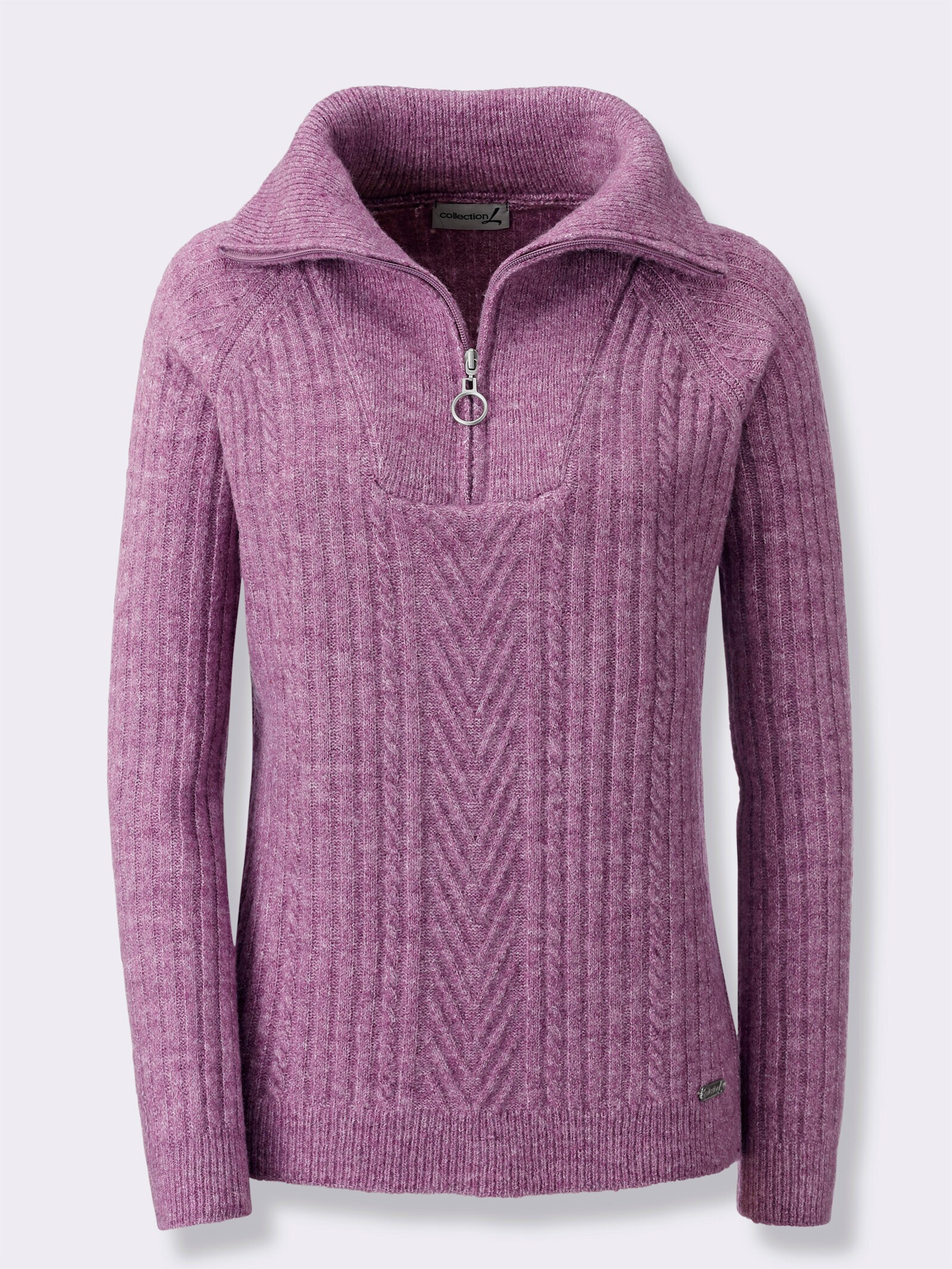 Schipperstrui van ribtricot - violet gemêleerd