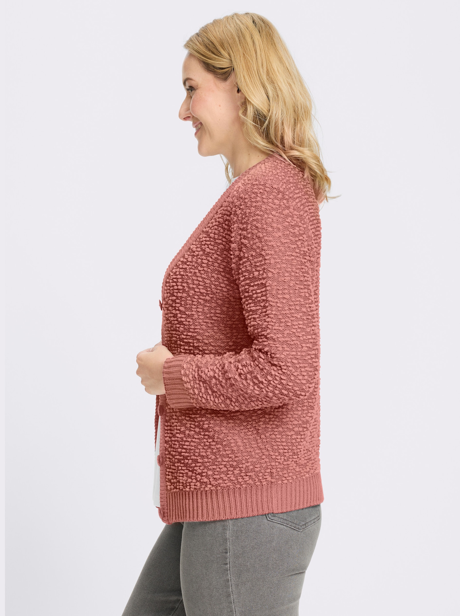 Cardigan aus Effektgarn - rosenholz