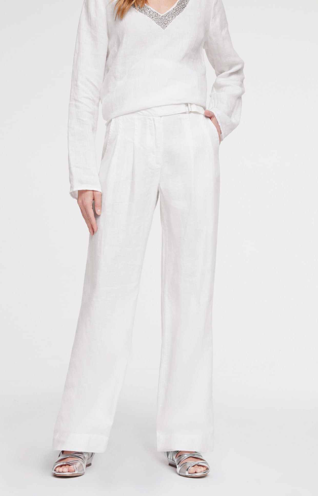 heine Pantalon en lin - blanc