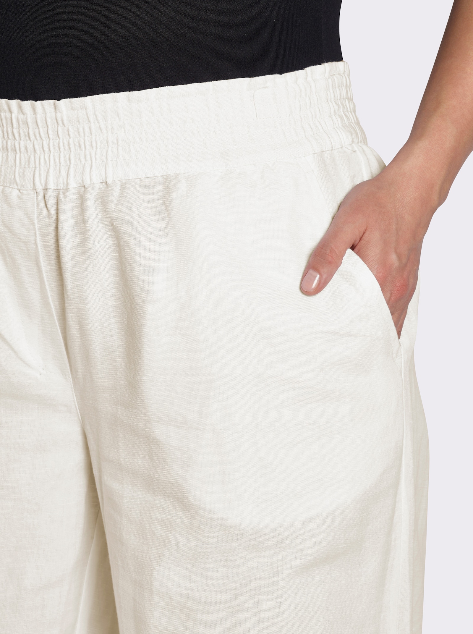 Culotte mit Leinen-Anteil - ecru