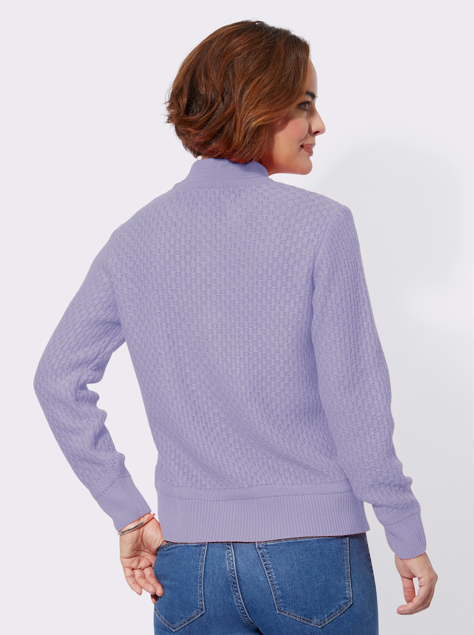 Langarm-Pullover mit Stehkragen - flieder