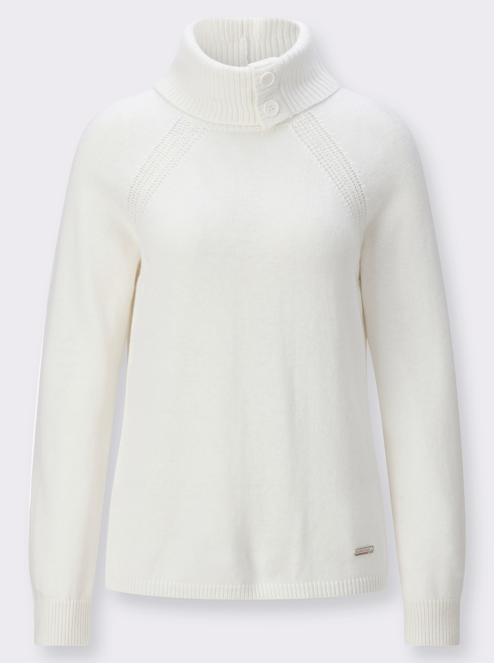Rollkragenpullover mit Woll-Anteil - ecru