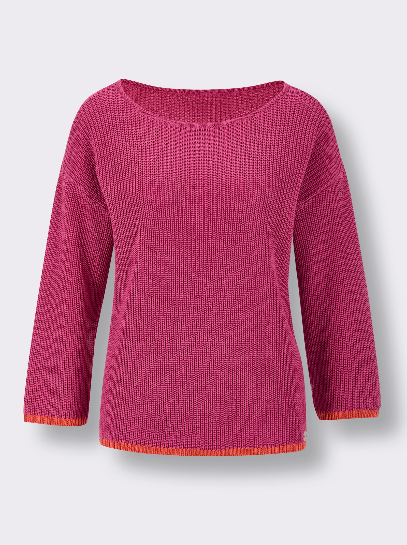 CREATION L PREMIUM 3/4 Arm-Pullover mit Kontrastkanten - fuchsia