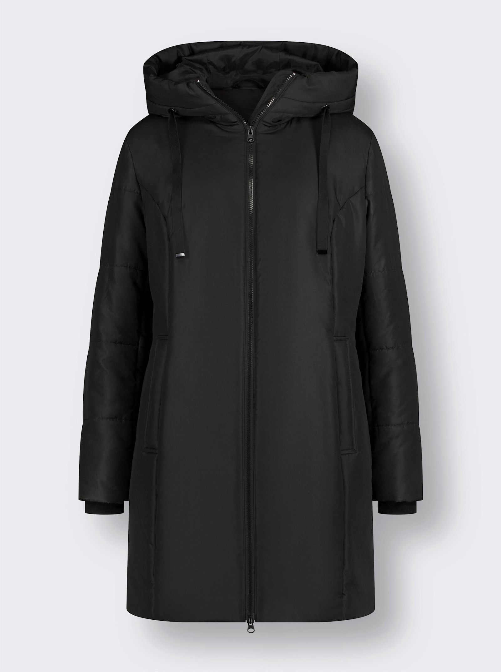 Stark wärmende Longjacke mit Steppmuster - schwarz