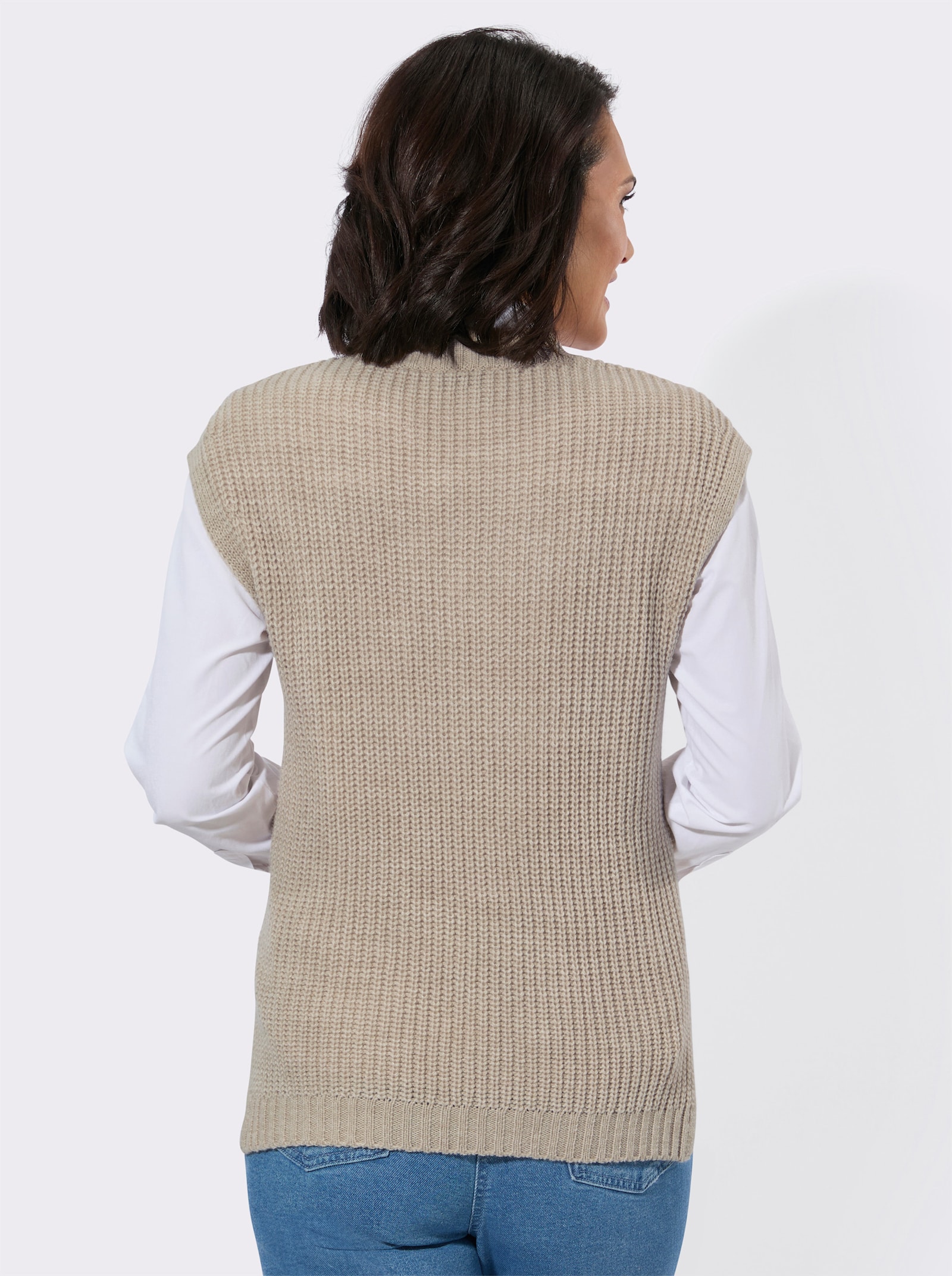 Pullunder mit großzügigem V-Ausschnitt - sand-meliert