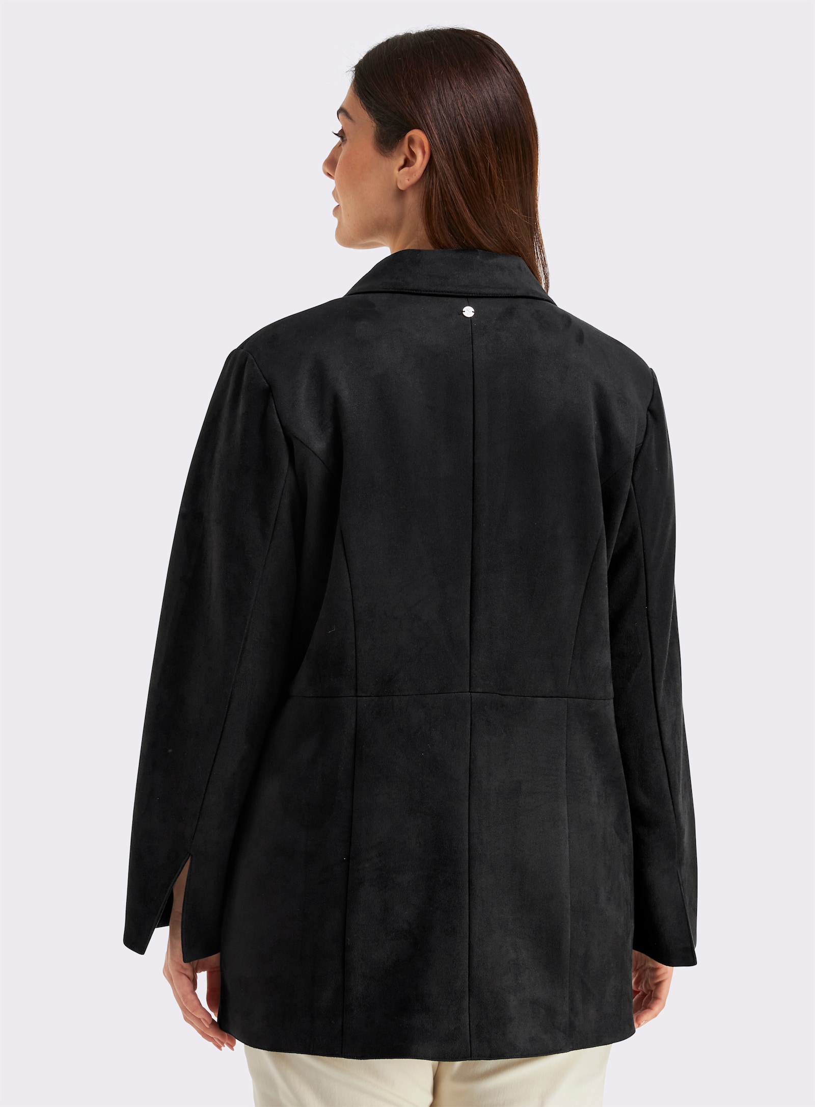 sheego Blazer in Veloursleder-Optik - schwarz