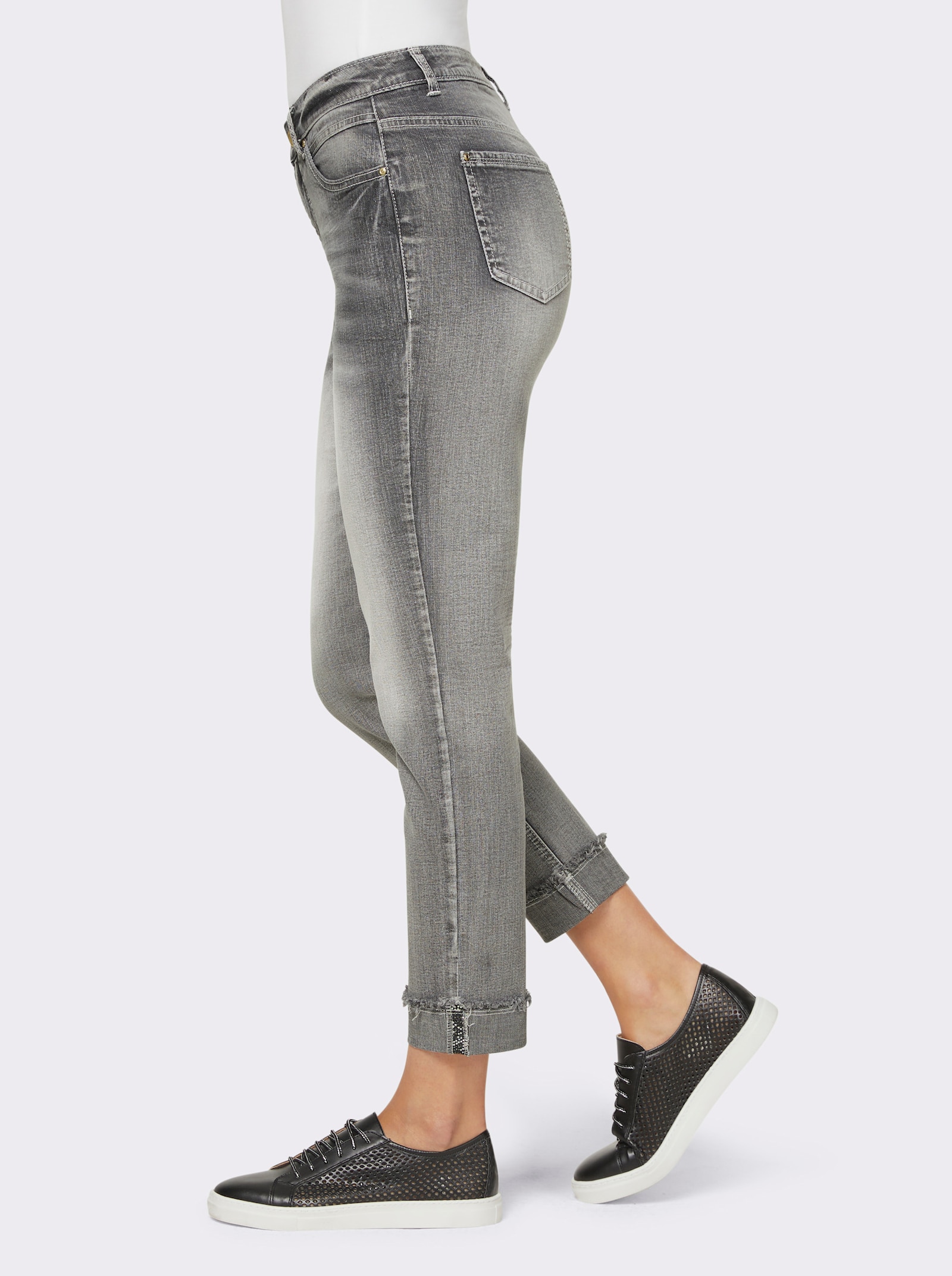 heine 7/8-jeans met pijpomslag, vast - light grey-denim
