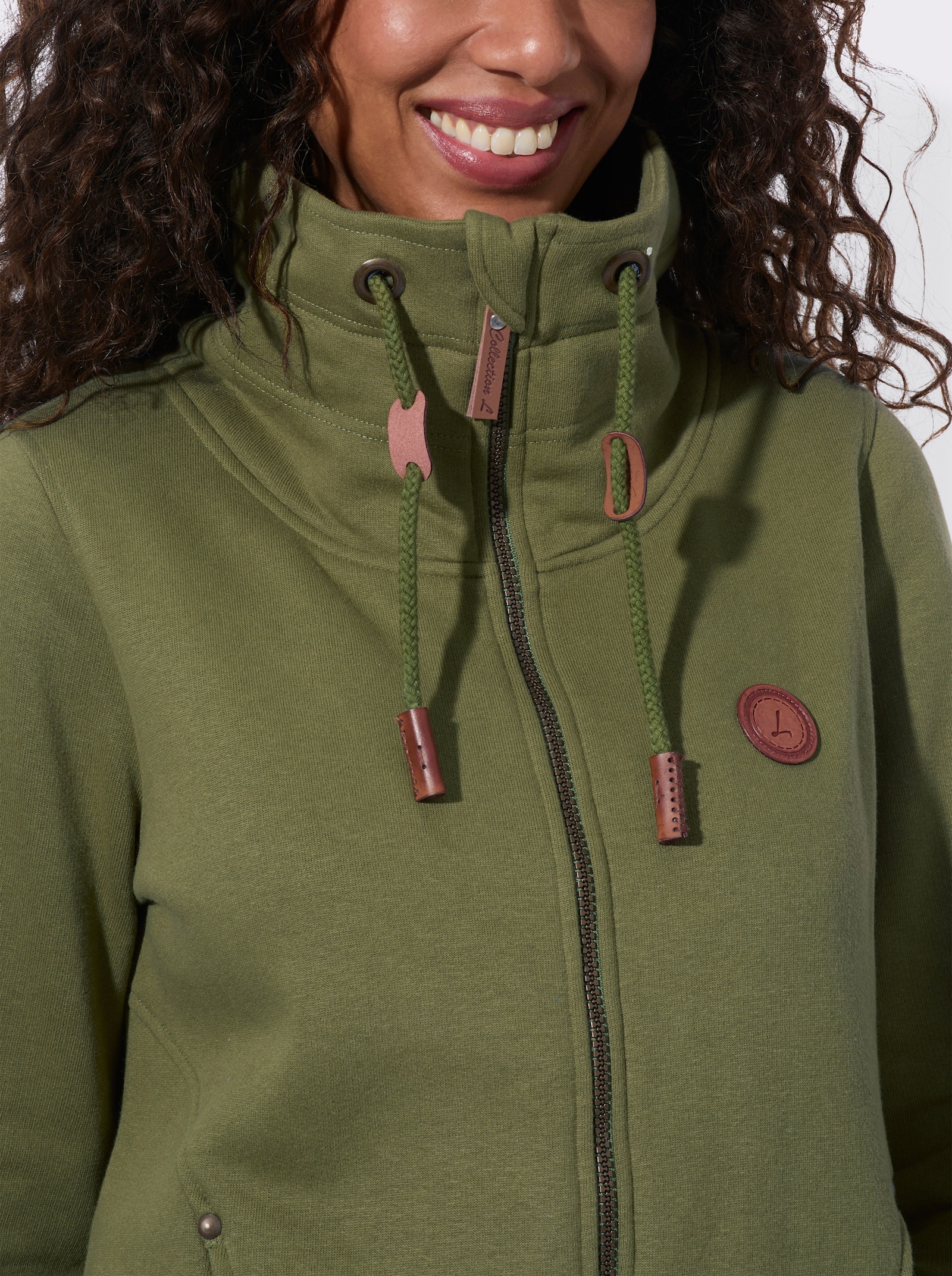Shirtjacke mit Reißverschluss - oliv