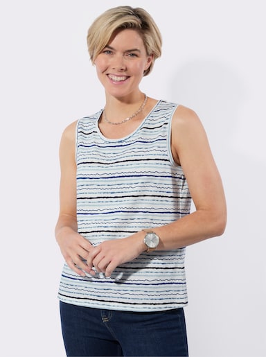 Shirttop - weiß-marine-bedruckt
