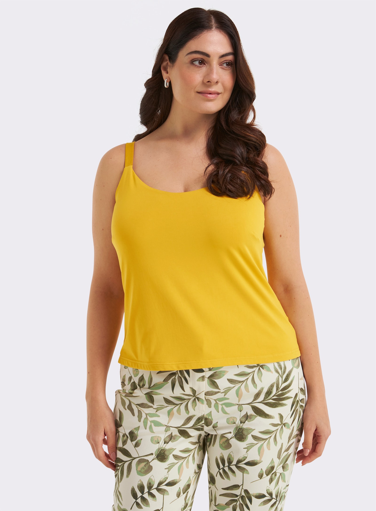 sheego Spaghettitop mit tiefem Rundhalsausschnitt - limone