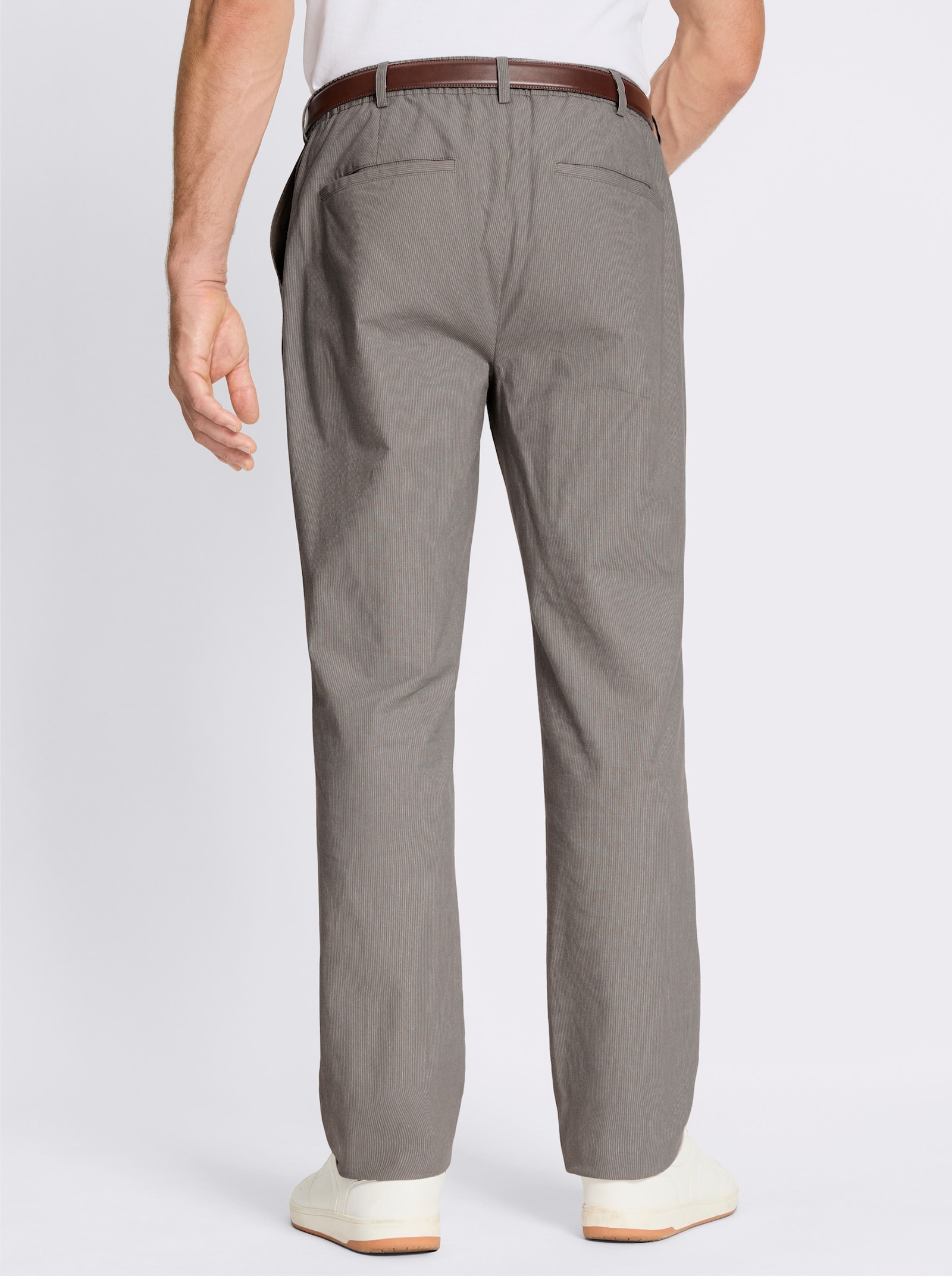 Marco Donati Hose mit Rundum-Dehnbund - taupe-gestreift
