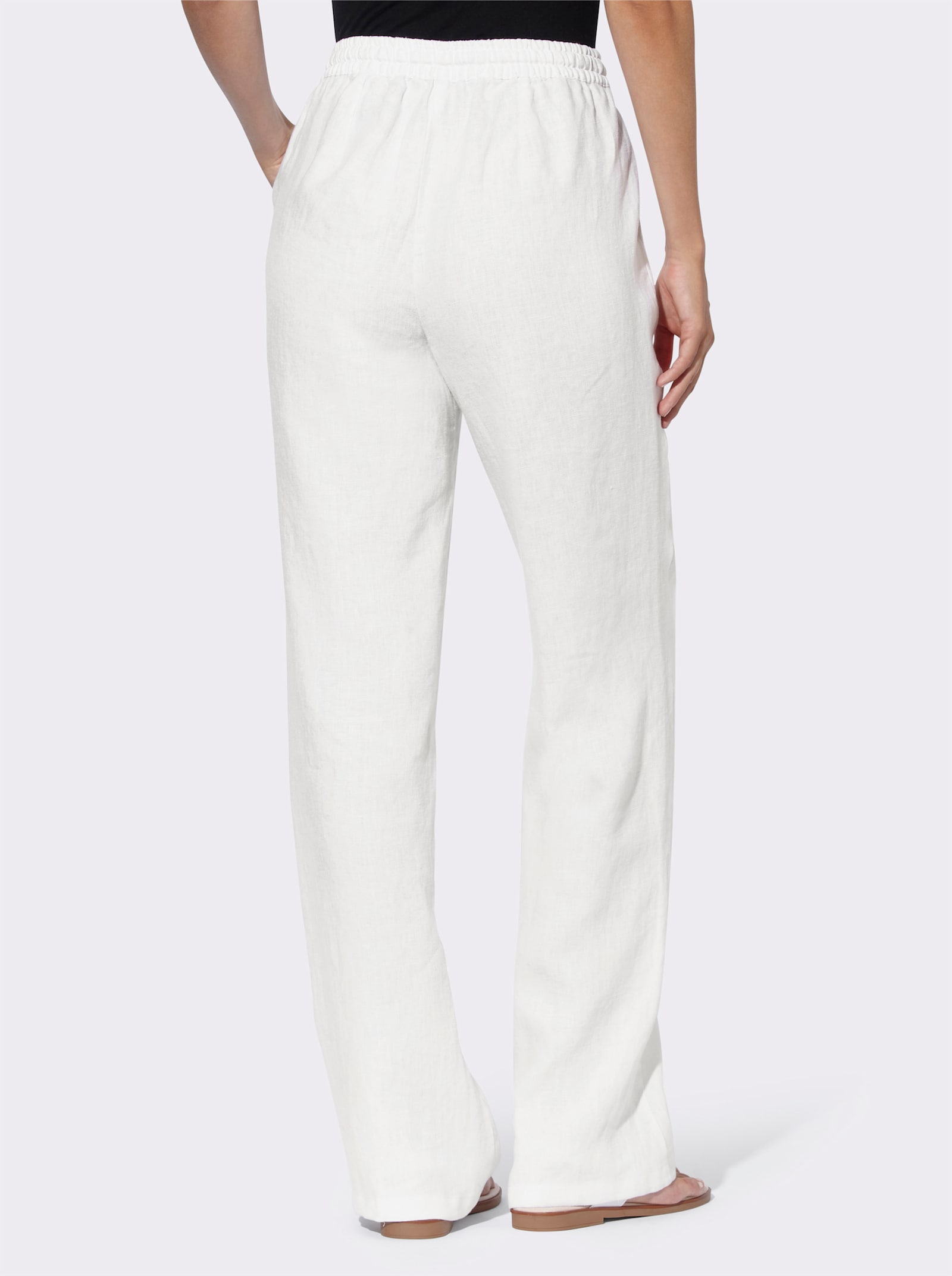 heine Linnen broek met wijde pijp - wit