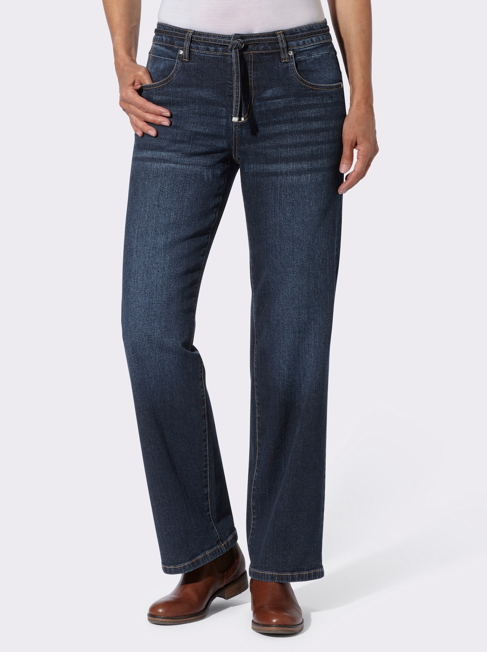  Jeans mit Bindegürtel - dark blue