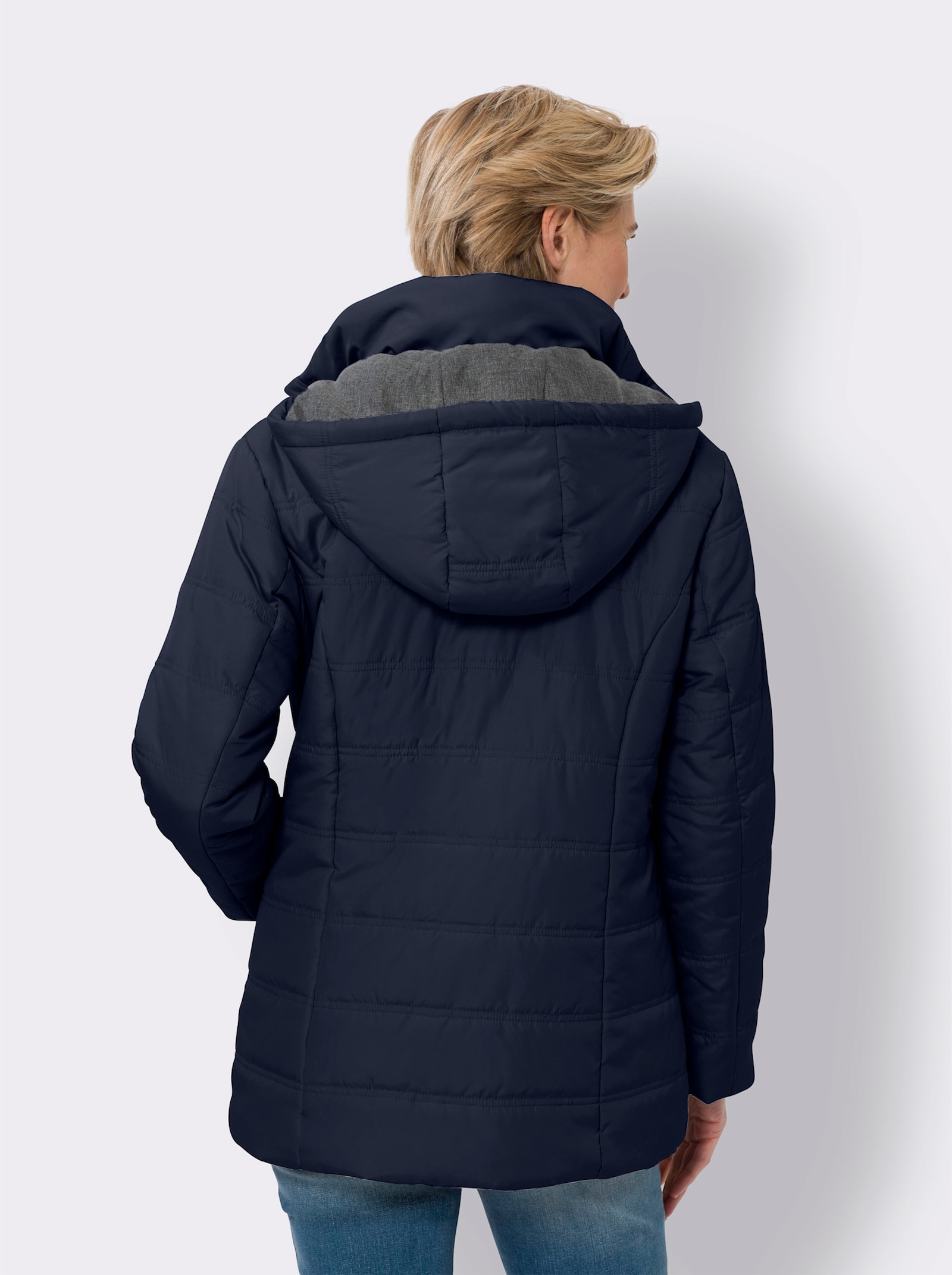 Prošívaná bunda s kontrastními detaily - námořnická modrá