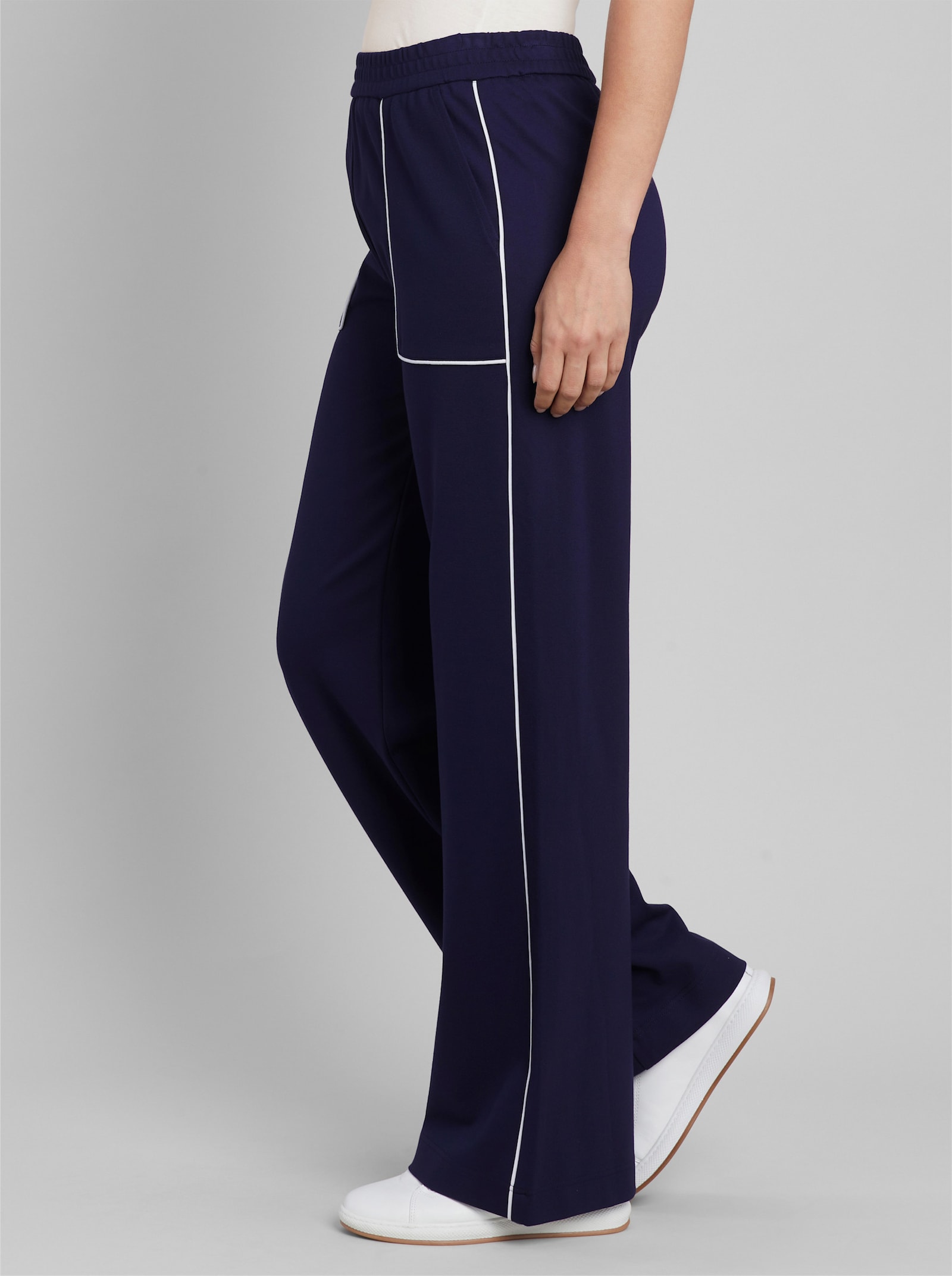heine Jerseyhose mit Kontrast-Paspeln - marine
