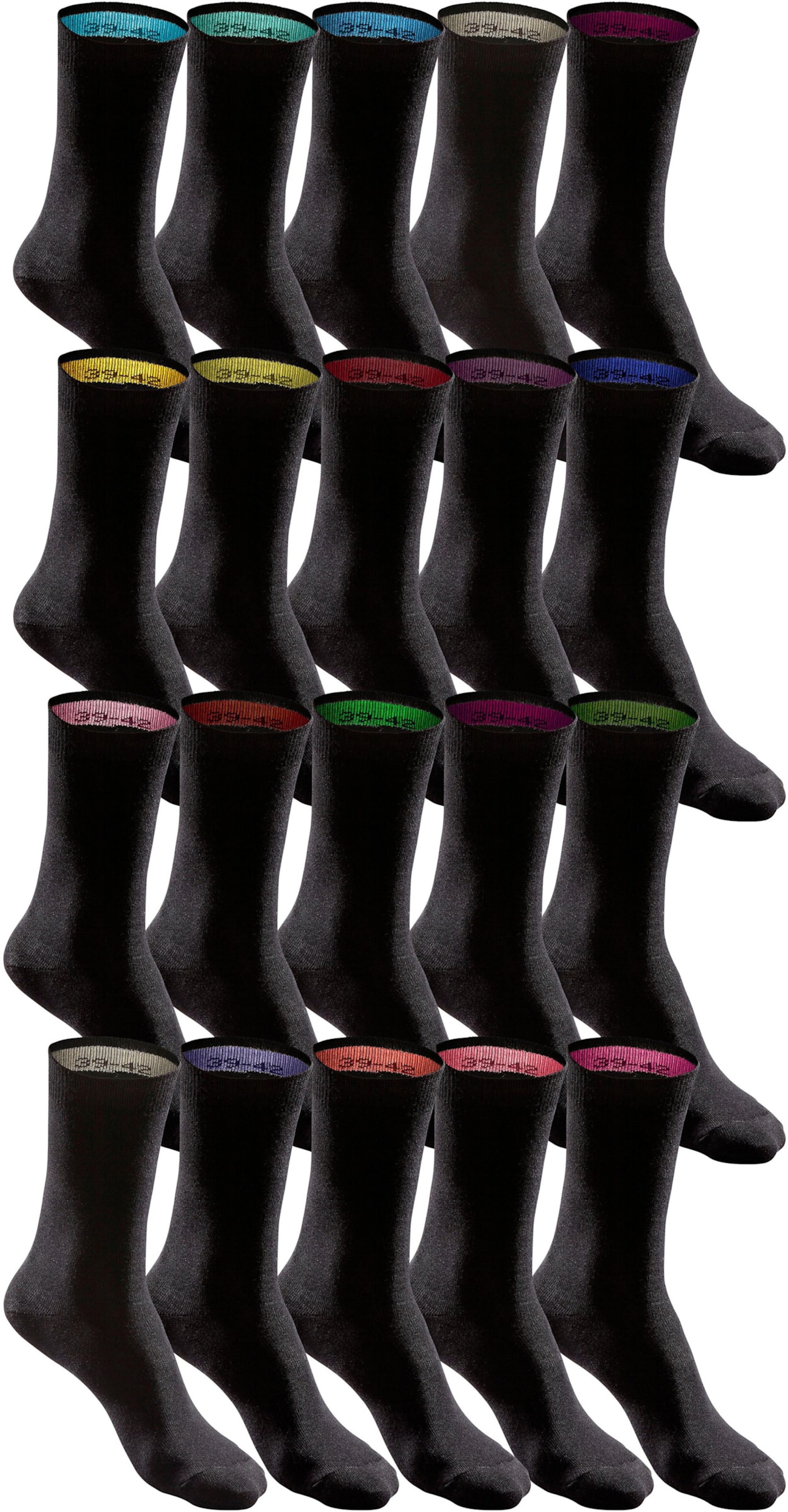 Paar farbige günstig Kaufen-Socken in 20x schwarz von H.I.S. Socken in 20x schwarz von H.I.S <![CDATA[20 Paar Unisex-Socken in der Geschenkbox. Softe Bündchen beugen ein Einschneiden vor. Durch die verschiedenfarbigen Innenseiten der Bündchen lassen sich die Socken auch nach dem W