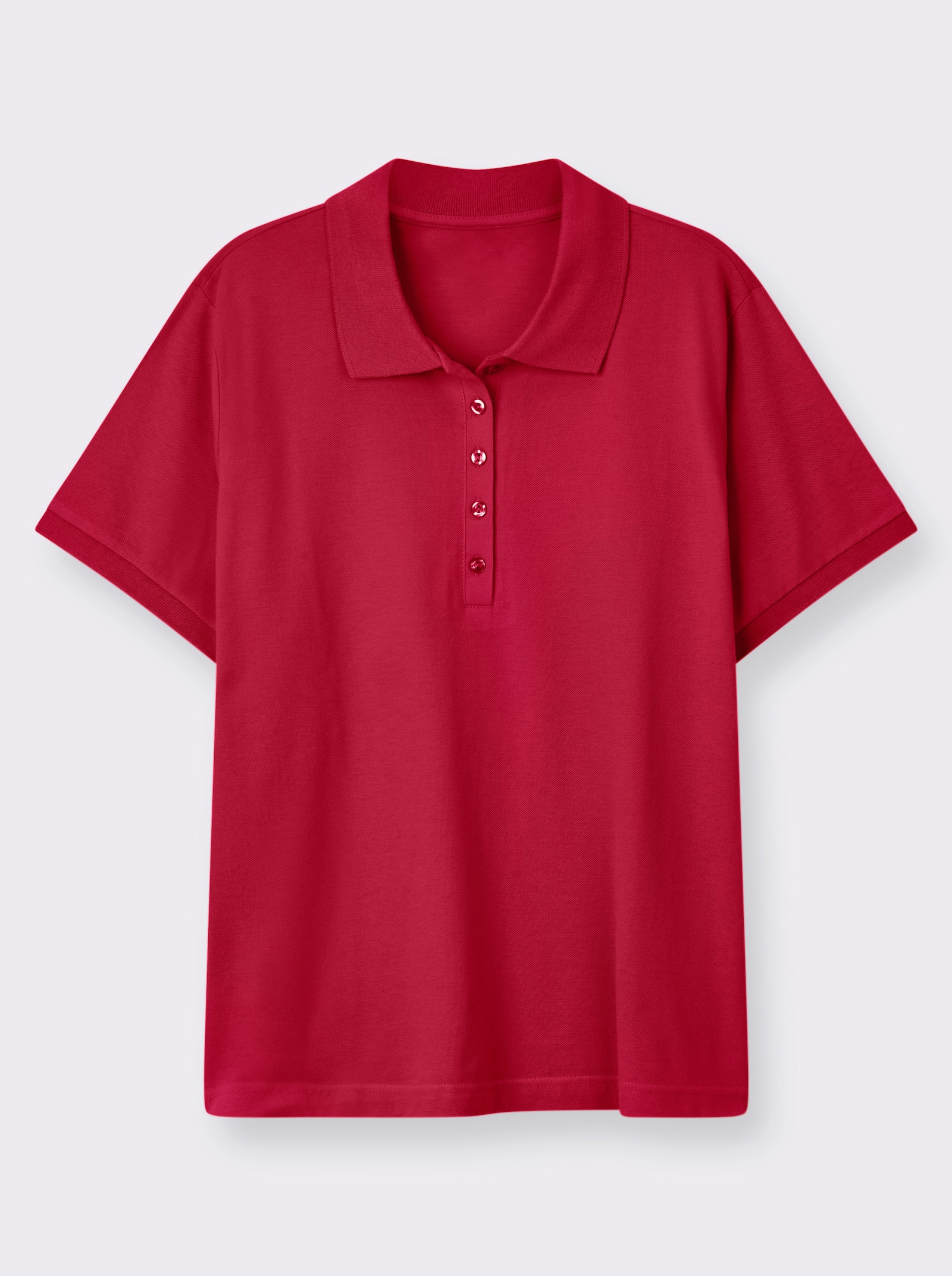 Poloshirt mit Seitenschlitzen - kirschrot