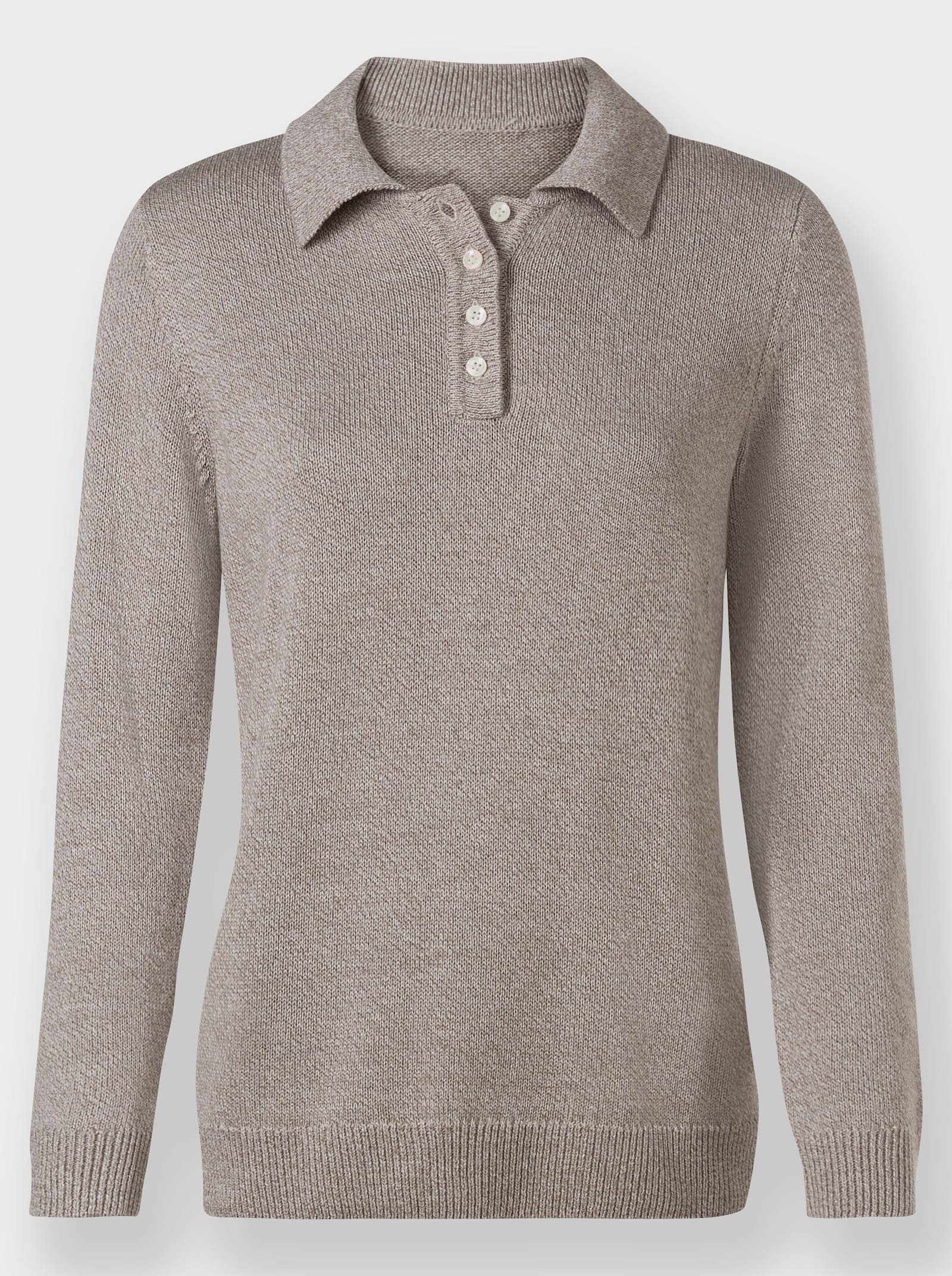 Polopullover aus meliertem Garn - taupe-meliert