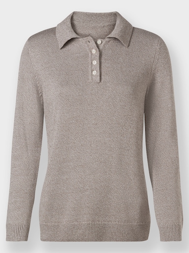 Polopullover aus meliertem Garn - taupe-meliert