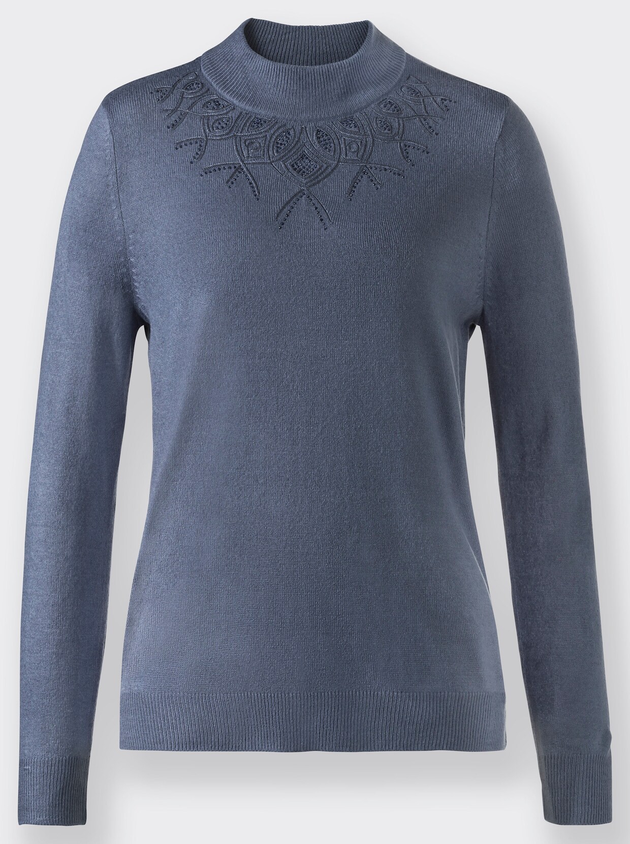 Stehkragenpullover - rauchblau
