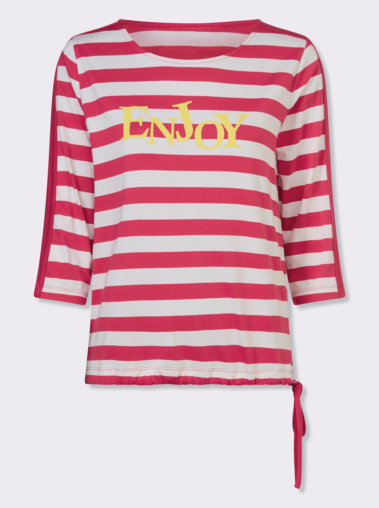 heine T-shirt rayé avec inscription - fuchsia-blanc à rayures fines