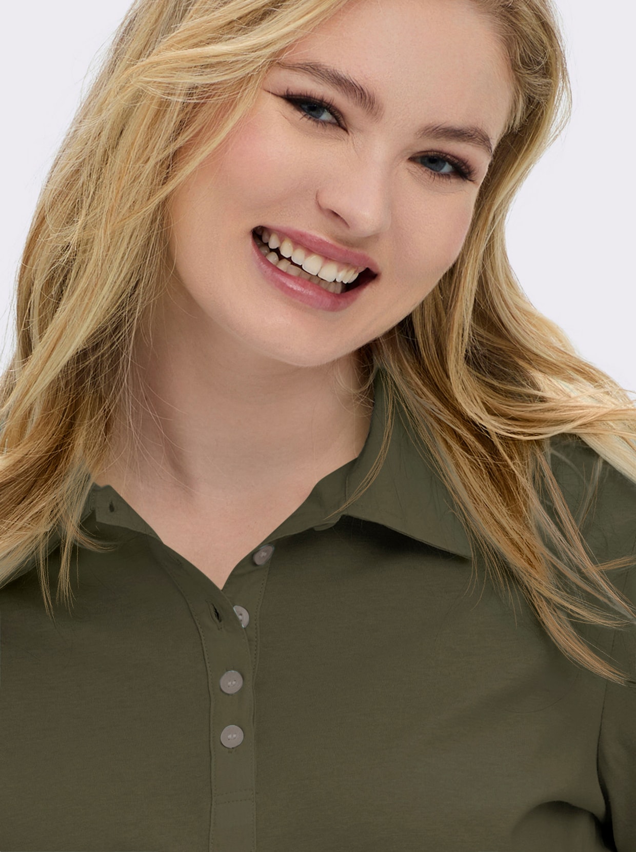 Langarm-Poloshirt in reiner Baumwoll-Qualität - oliv